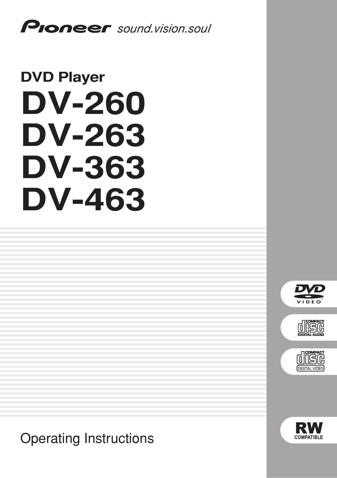 Pioneer DV-260 DVD Player User Manual
