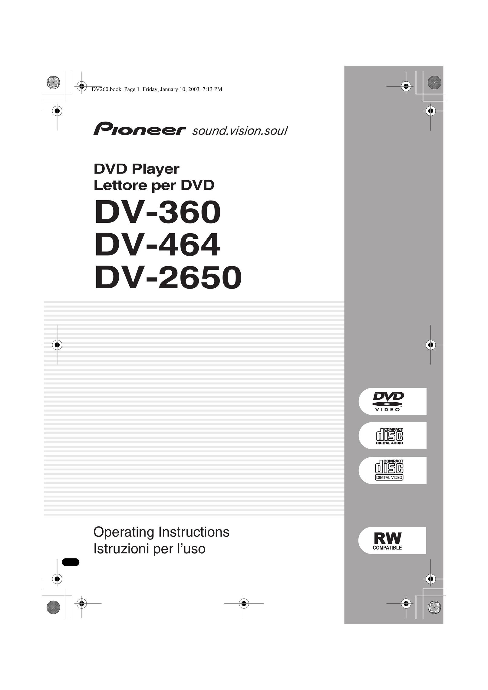 Pioneer DV-2650 DVD Player User Manual