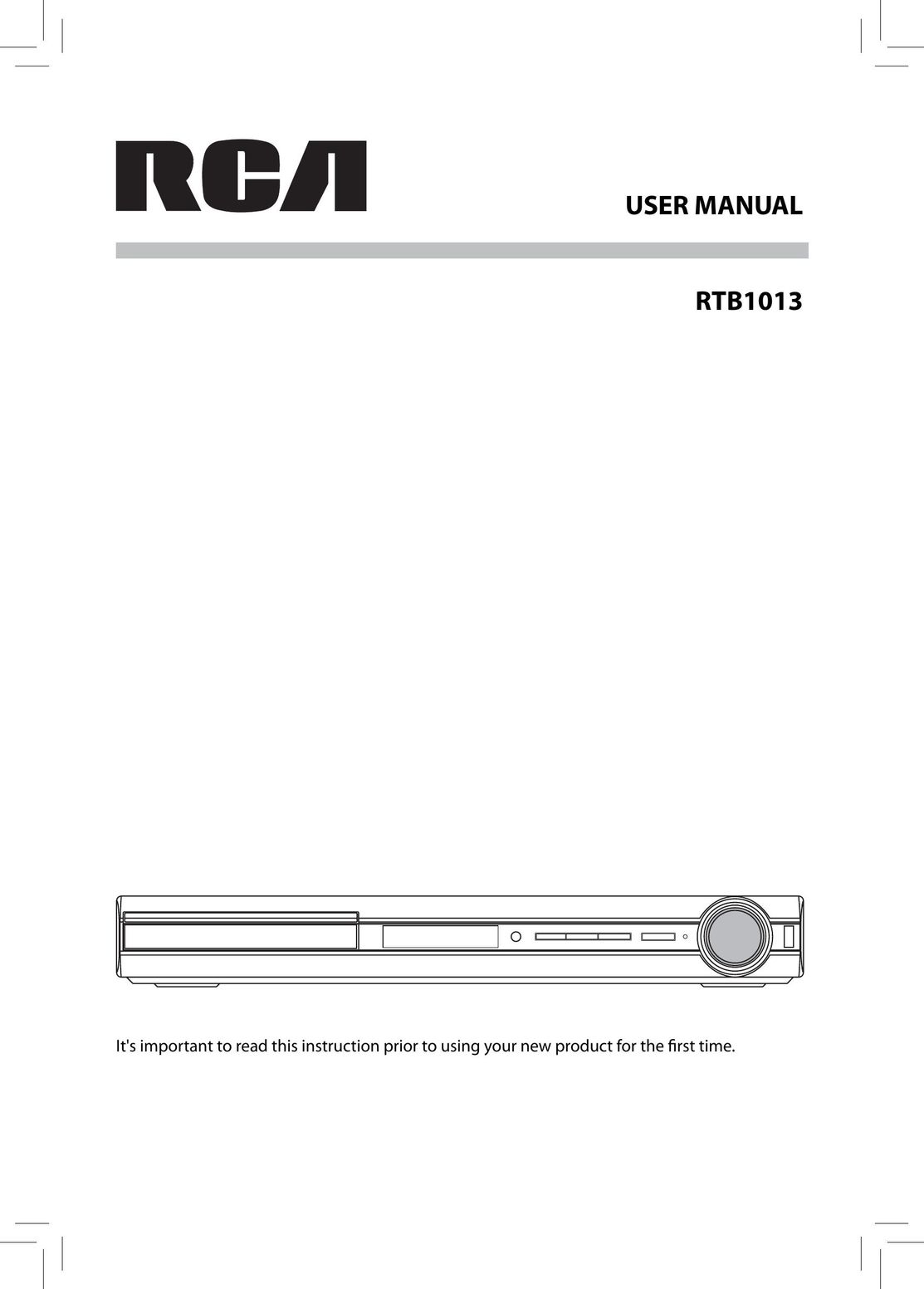 RCA RTB1013 DVD Player User Manual