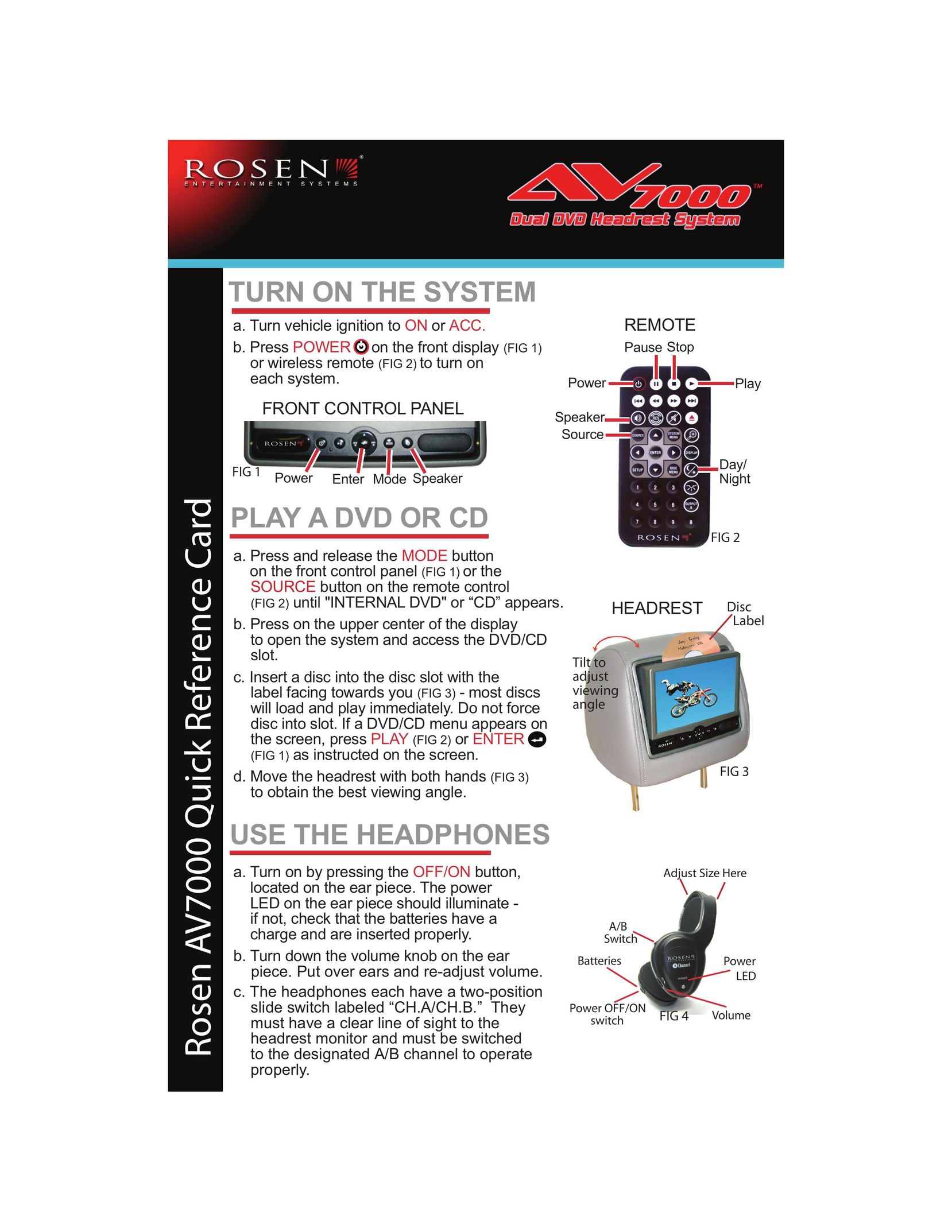Rosen Entertainment Systems AV7000 DVD Player User Manual