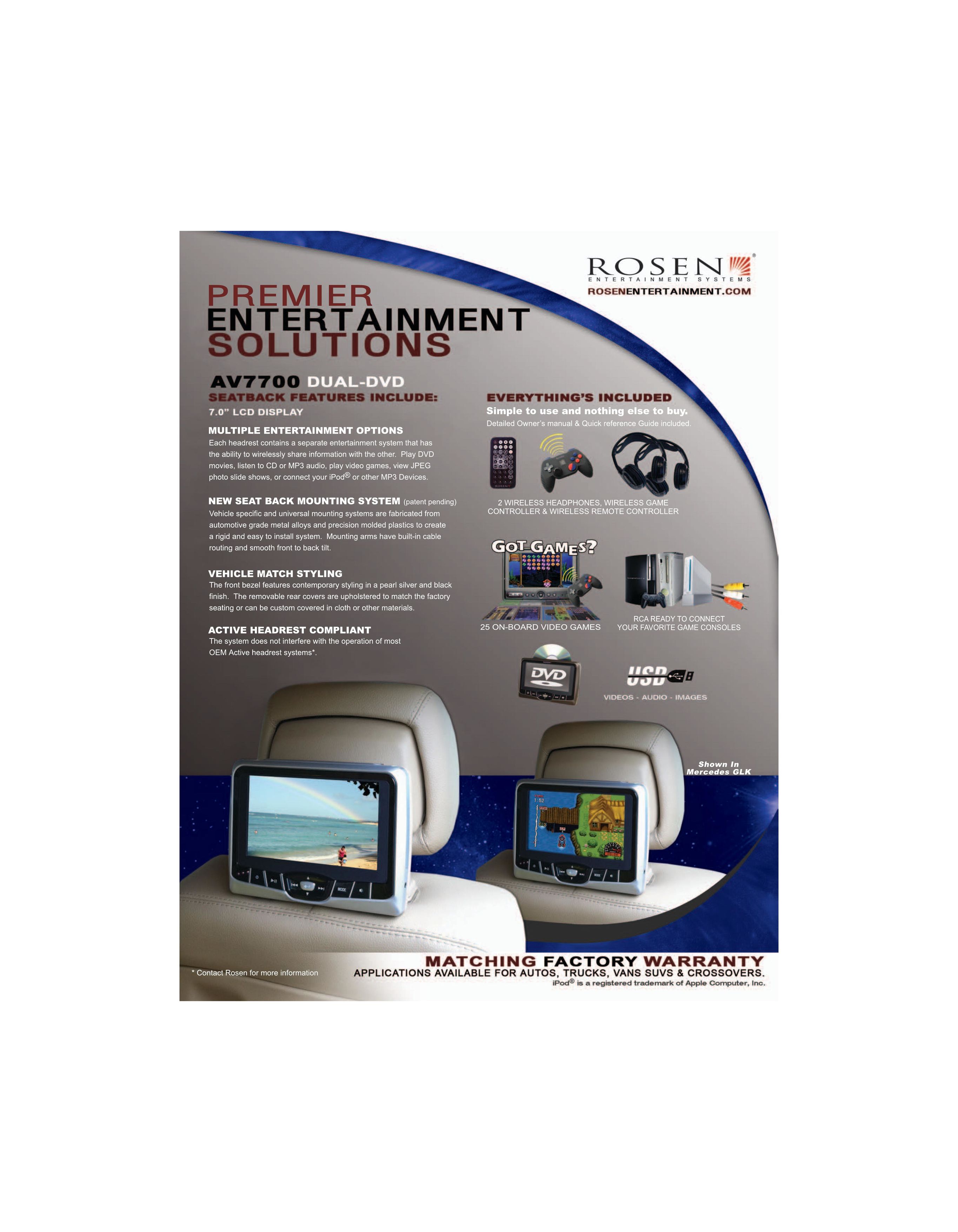 Rosen Entertainment Systems AV770 DVD Player User Manual