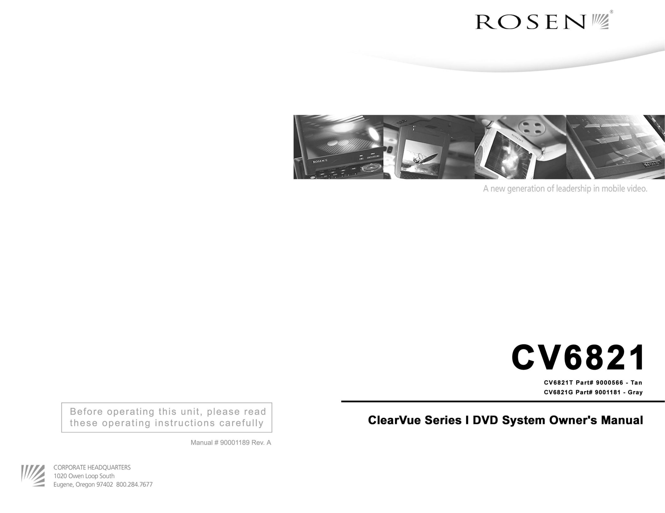 Rosen Entertainment Systems CV6821 DVD Player User Manual