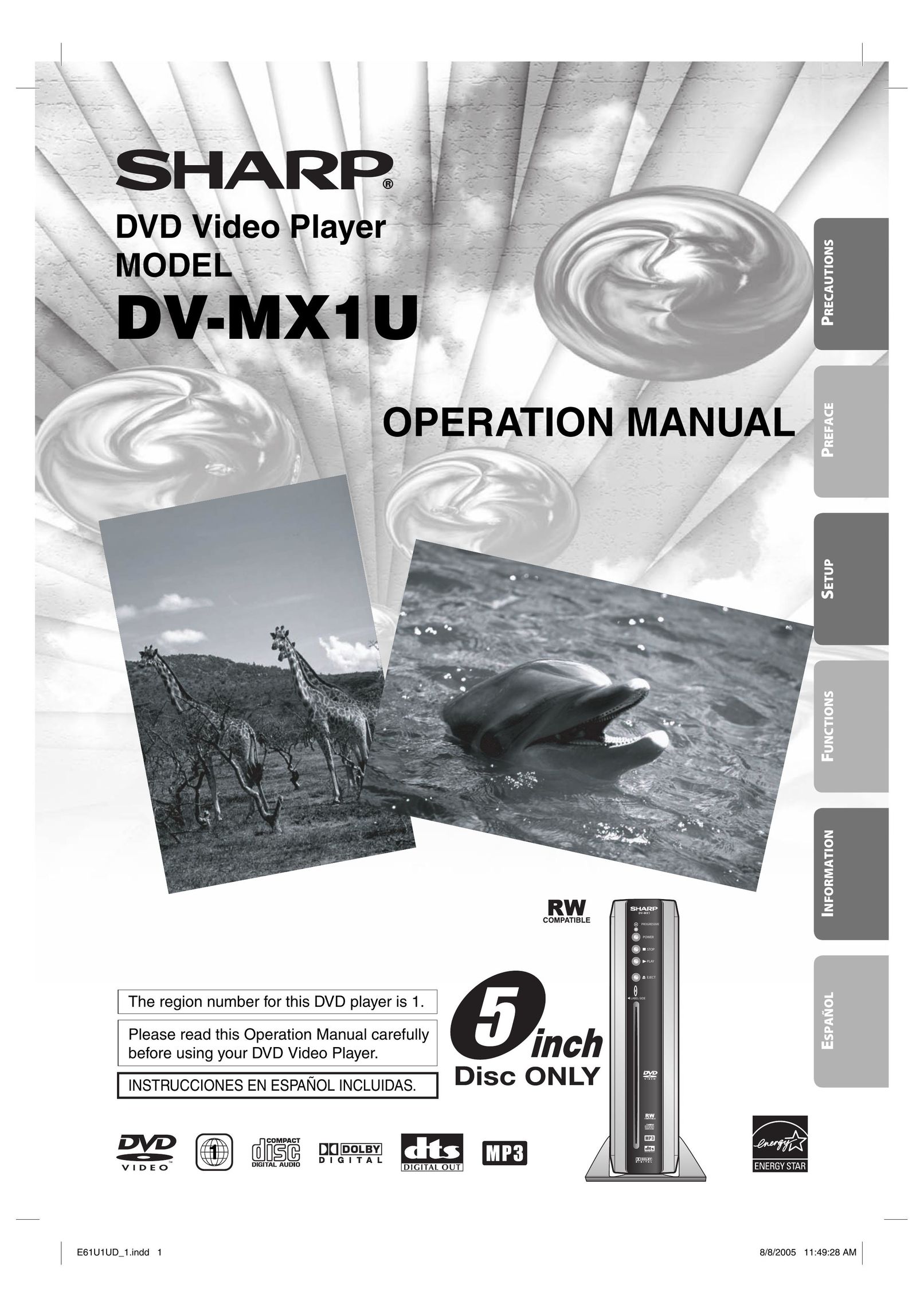 Sharp DV-MX1U DVD Player User Manual