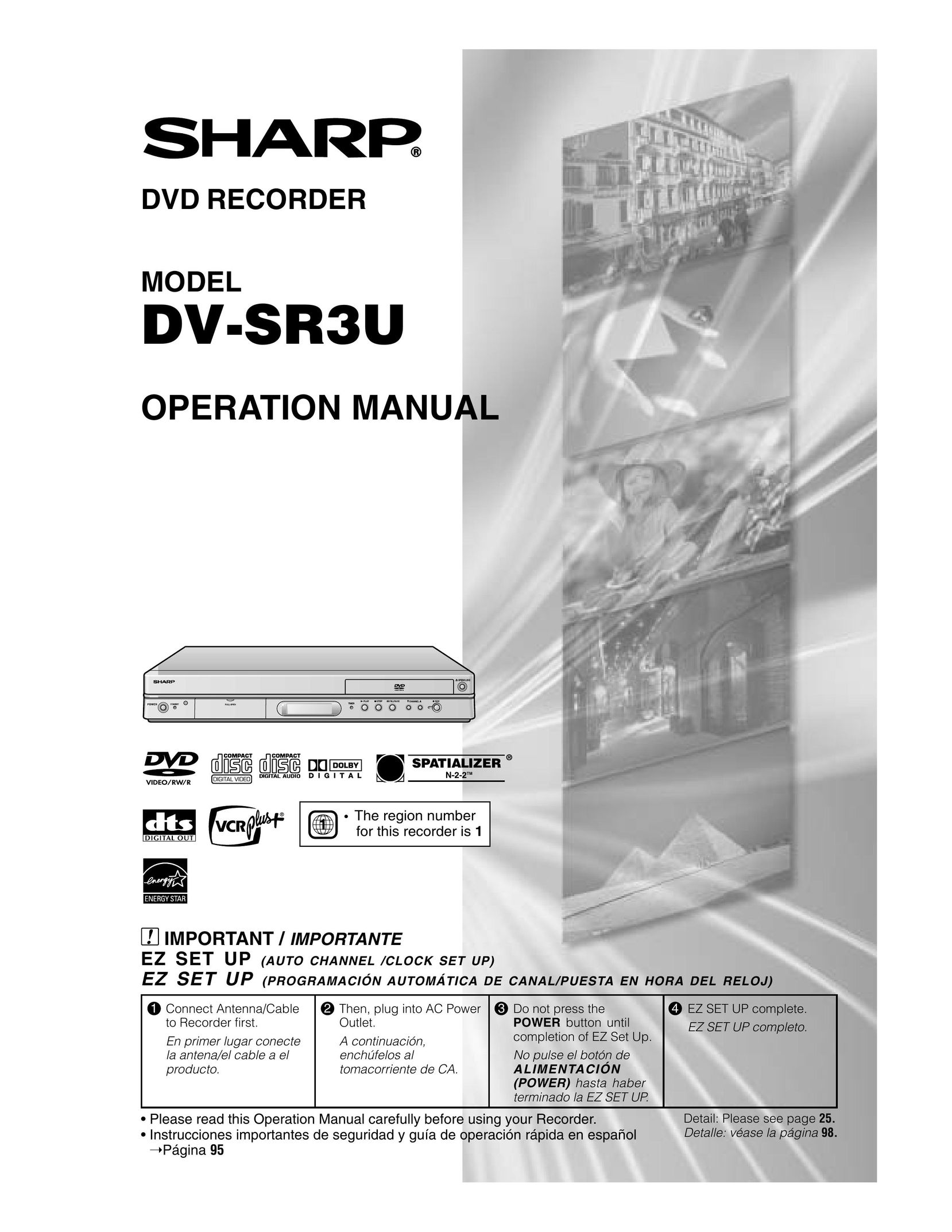Sharp DV-SR3U DVD Player User Manual