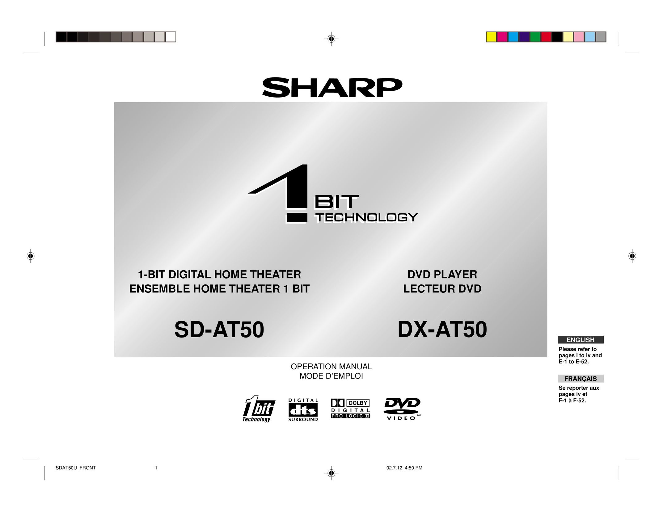 Sharp SD-AT50 DVD Player User Manual