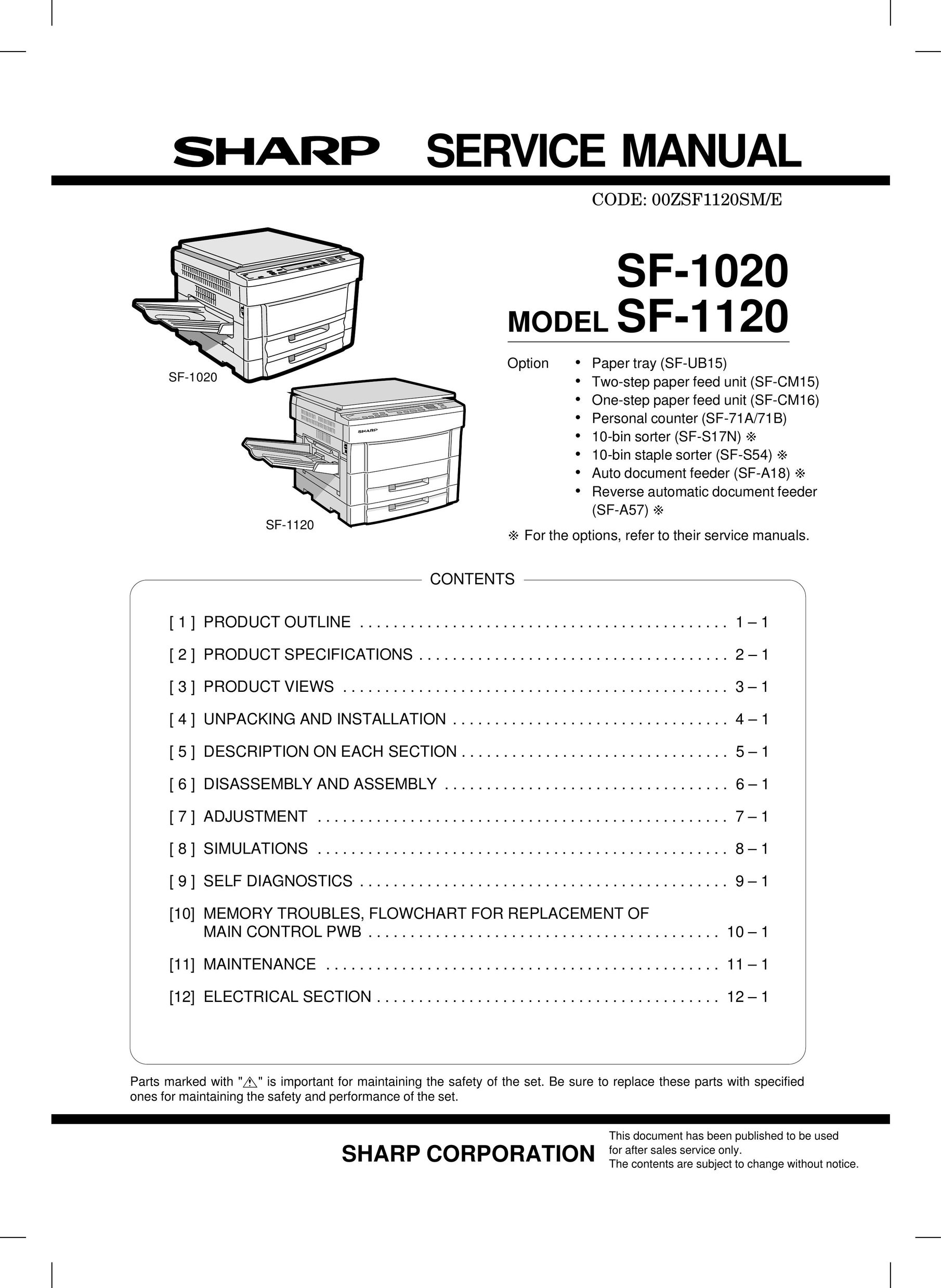 Sharp SF-1020 DVD Player User Manual