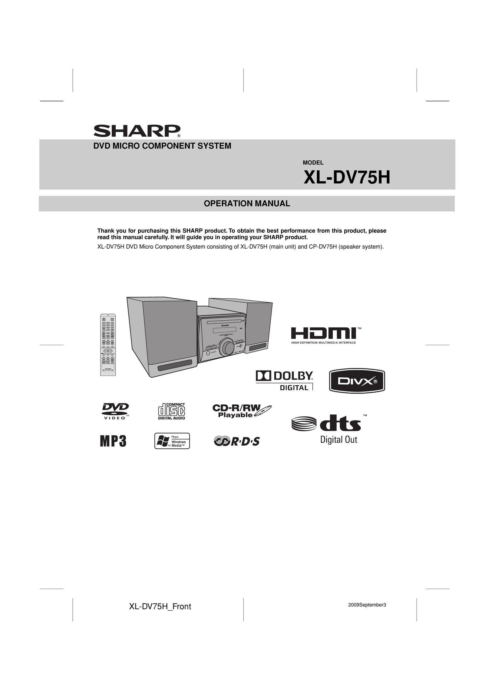 Sharp XL-DV75H DVD Player User Manual