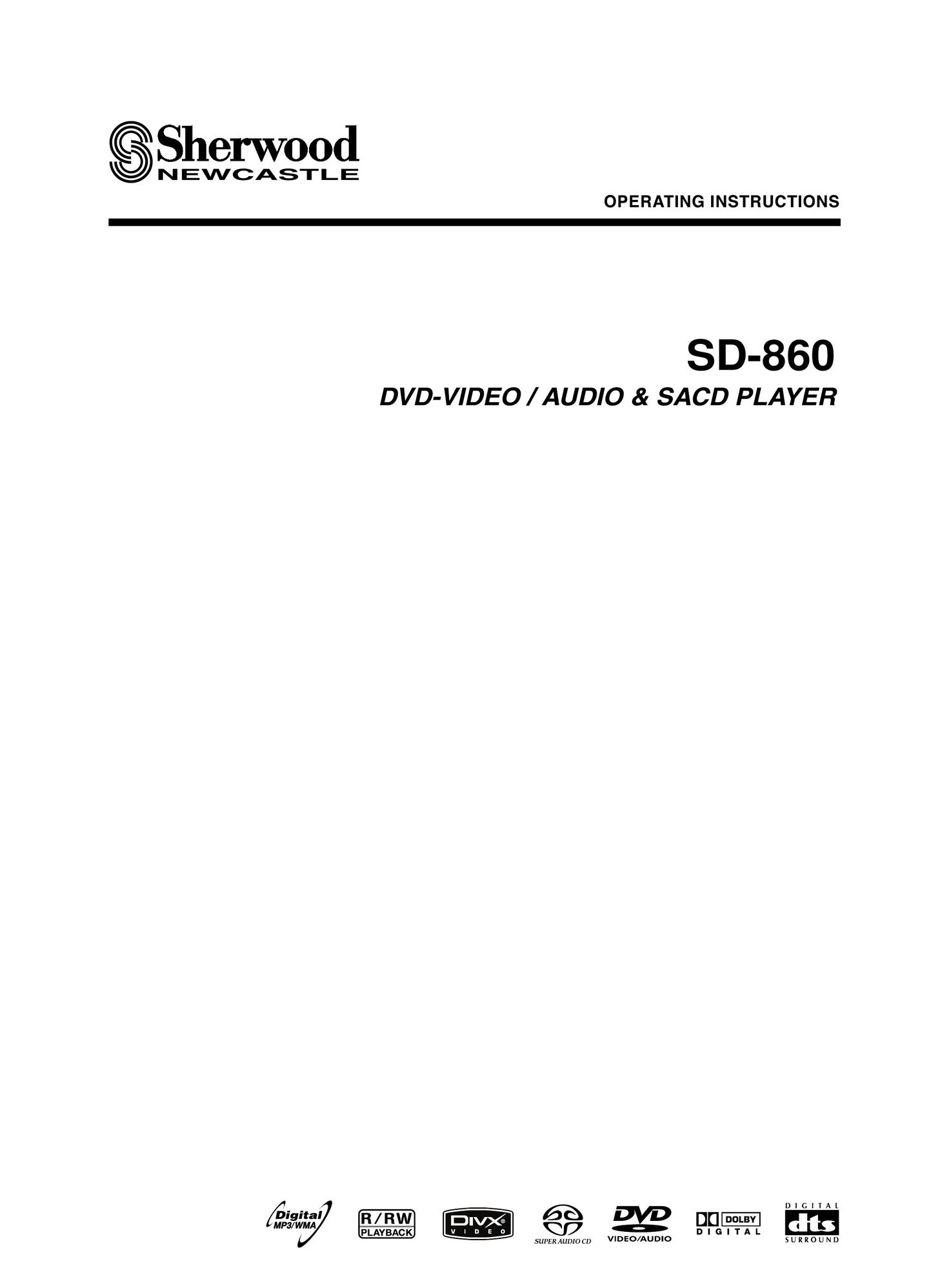 Sherwood SD-860 DVD Player User Manual