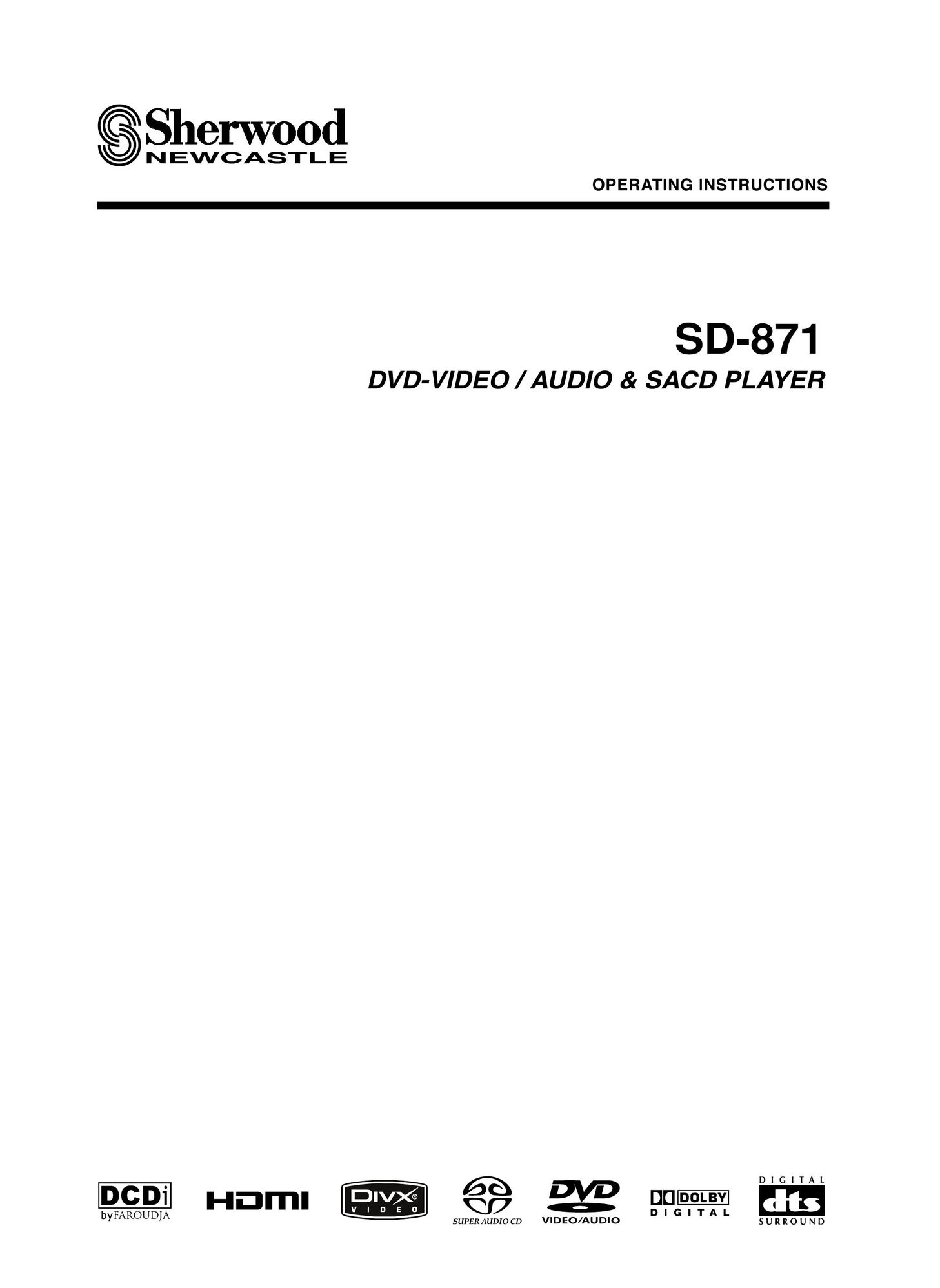 Sherwood SD-871 DVD Player User Manual