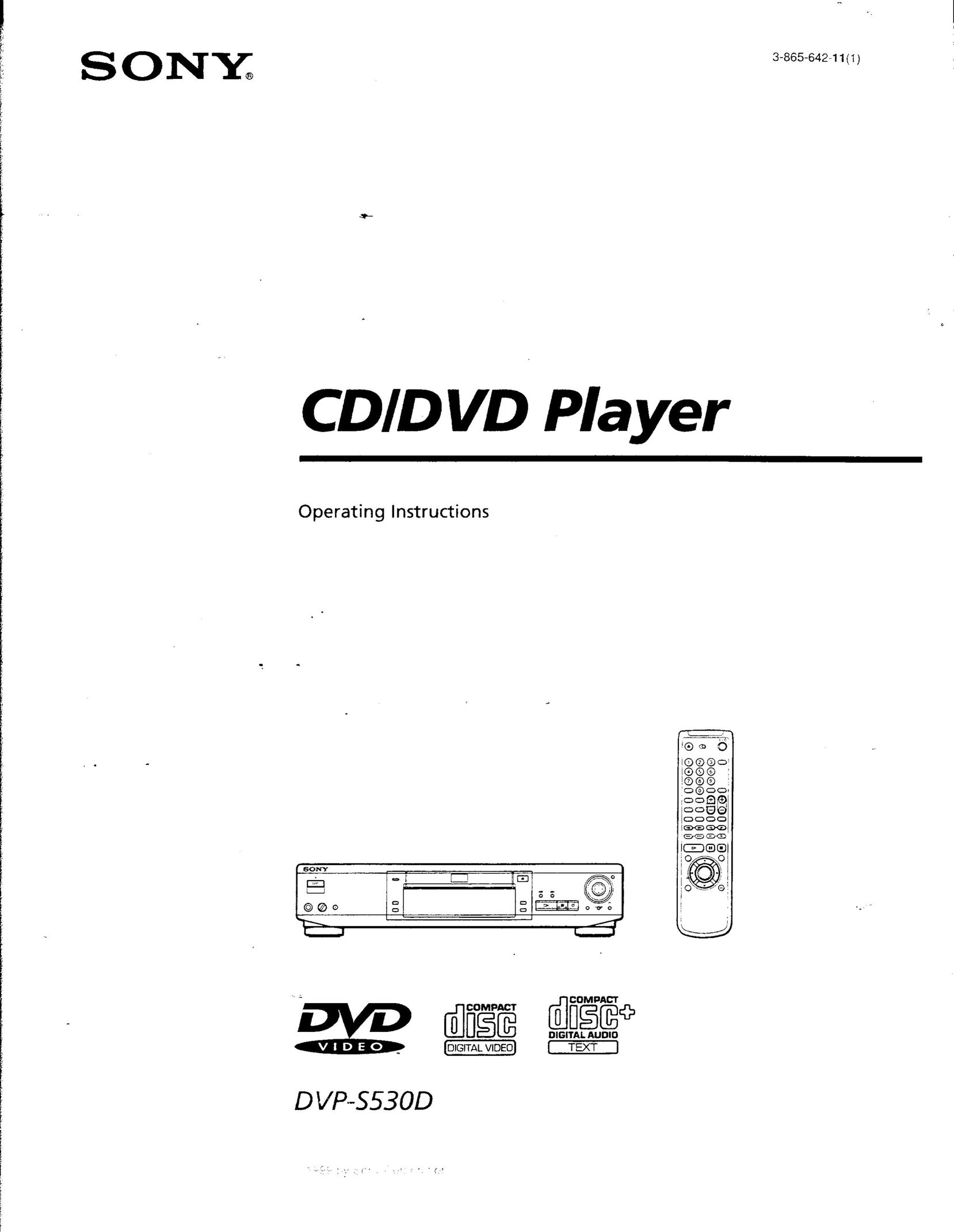 Sony 3-865-642-11(1) DVD Player User Manual