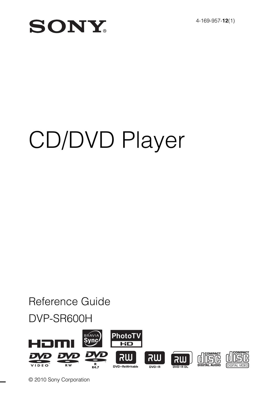 Sony 4-169-957-12(1) DVD Player User Manual