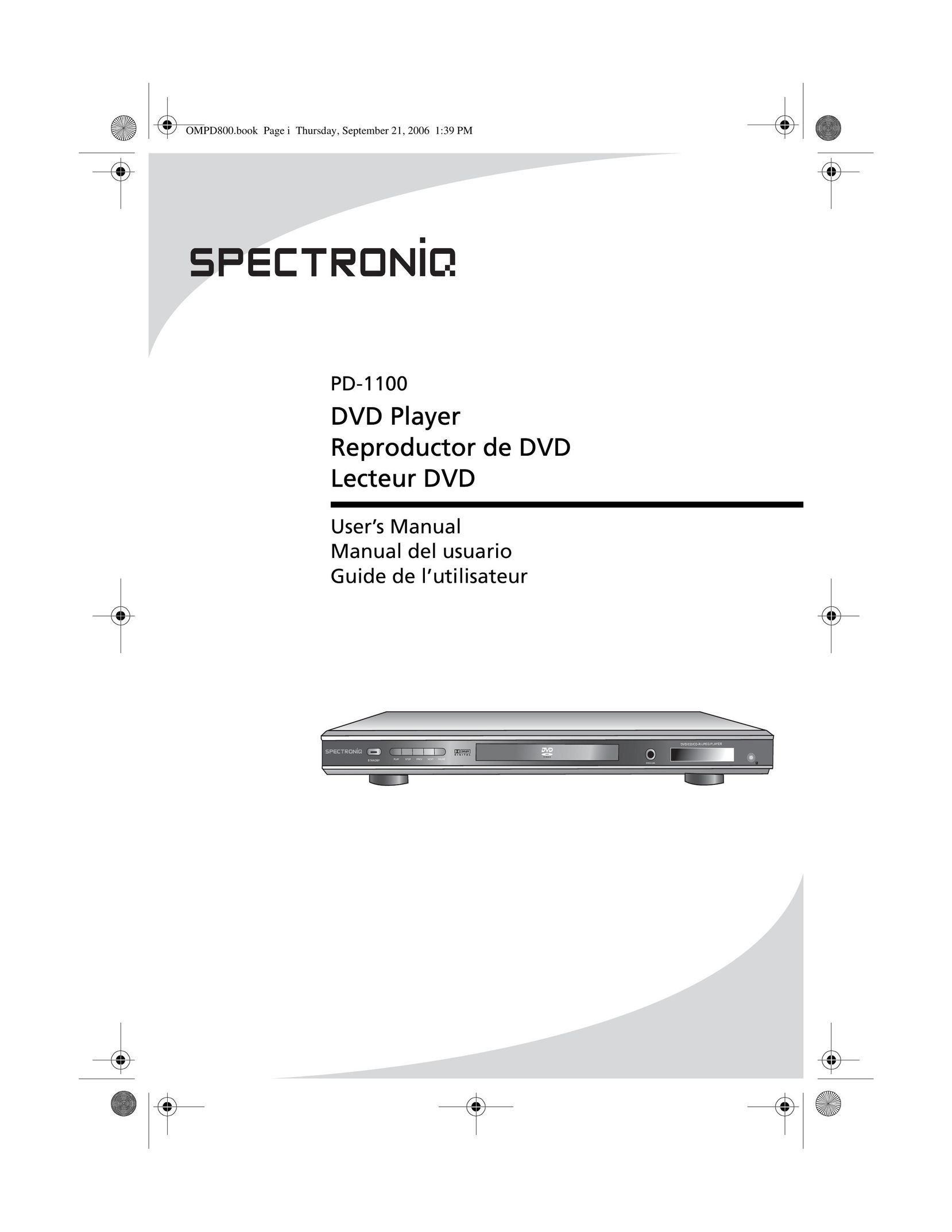 SpectronIQ PD-1100 DVD Player User Manual