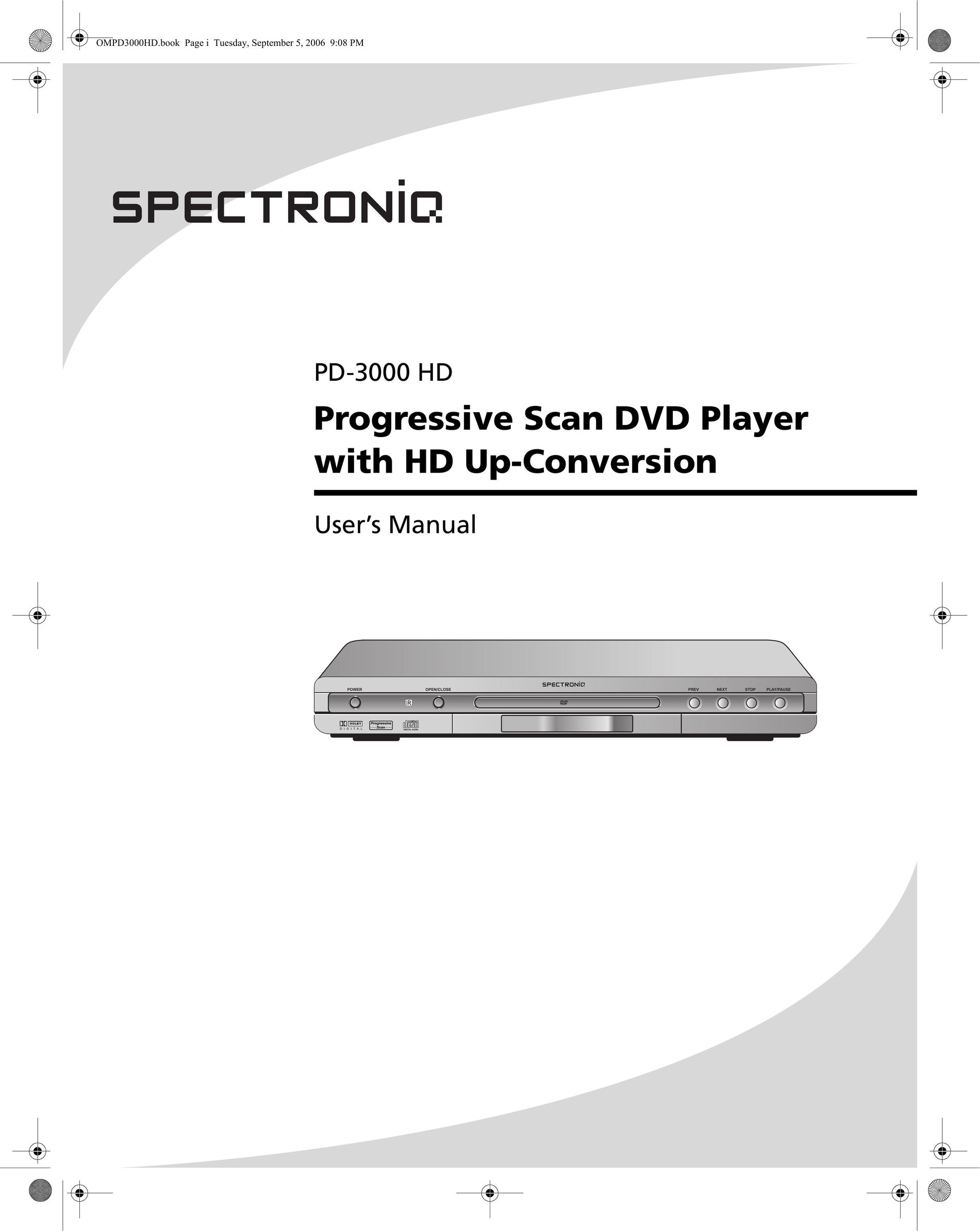SpectronIQ PD-3000HD DVD Player User Manual