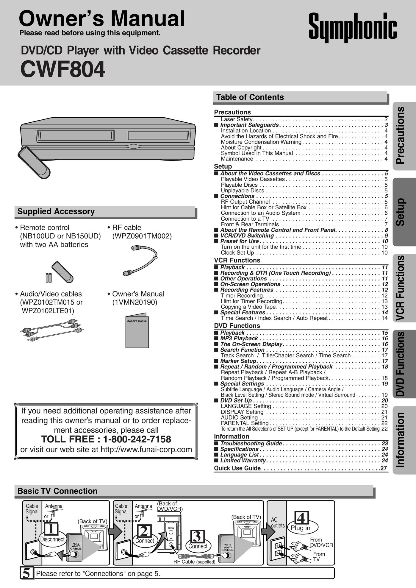 Symphonic CWF804 DVD Player User Manual