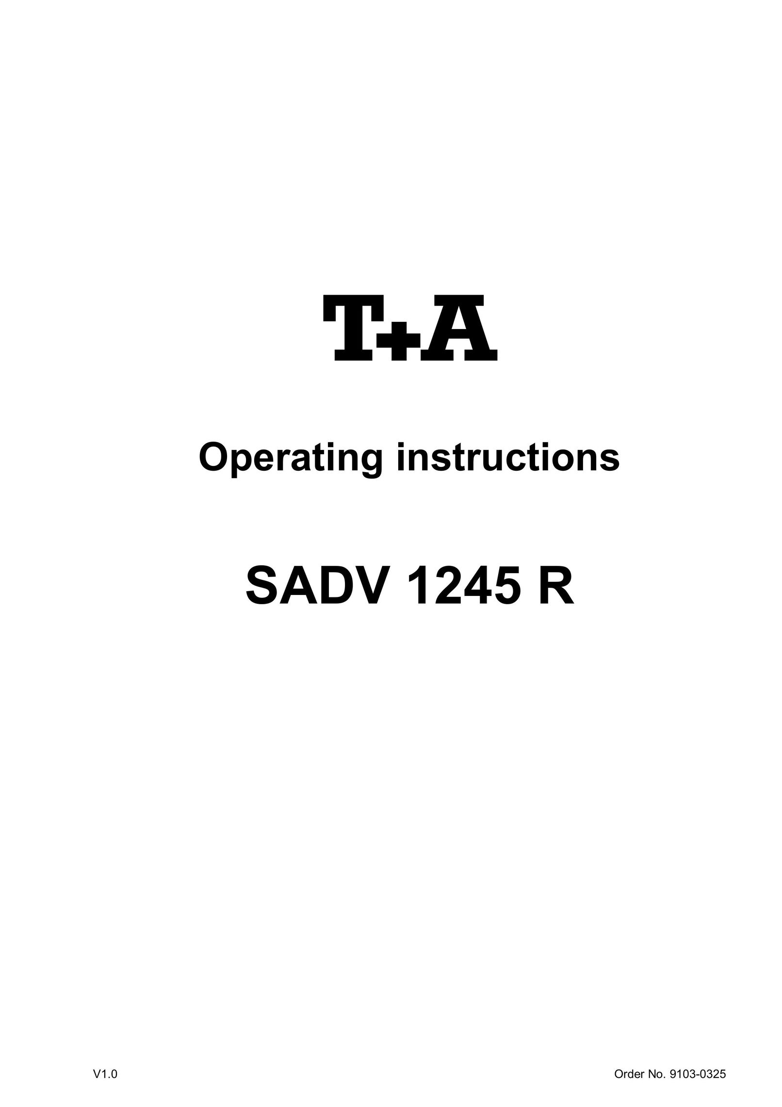 T+A Elektroakustik SADV 1245 R DVD Player User Manual