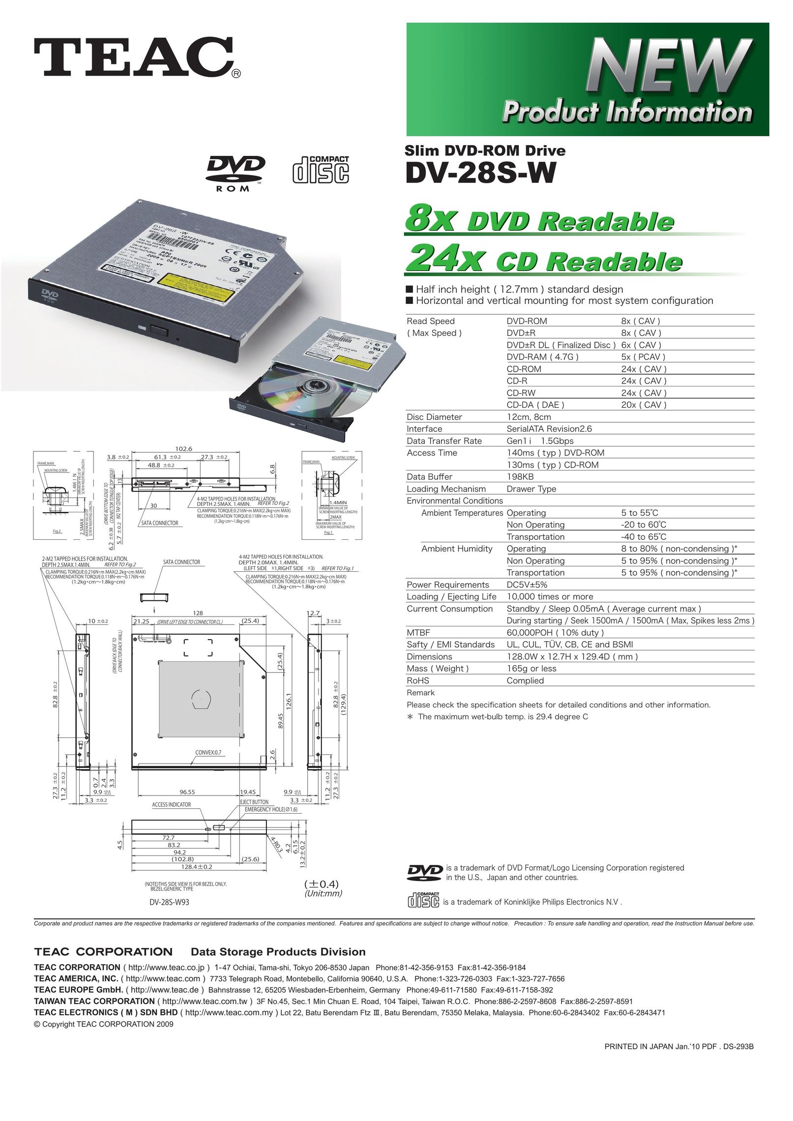 Teac DV-28S-W DVD Player User Manual