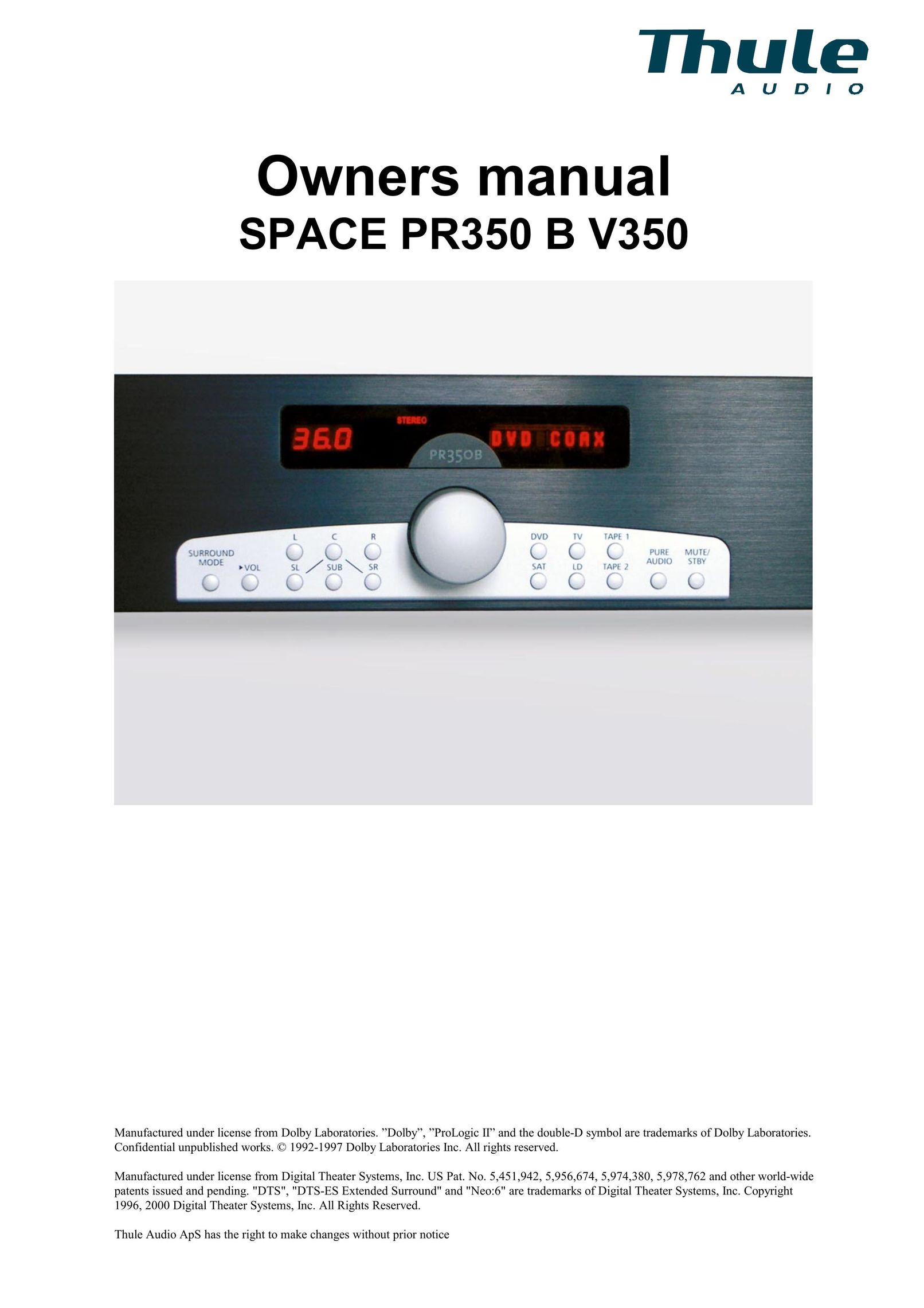 Thule PR350 B V350 DVD Player User Manual