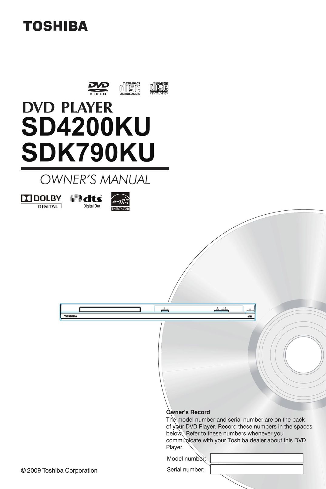Vizio SD4200KU DVD Player User Manual
