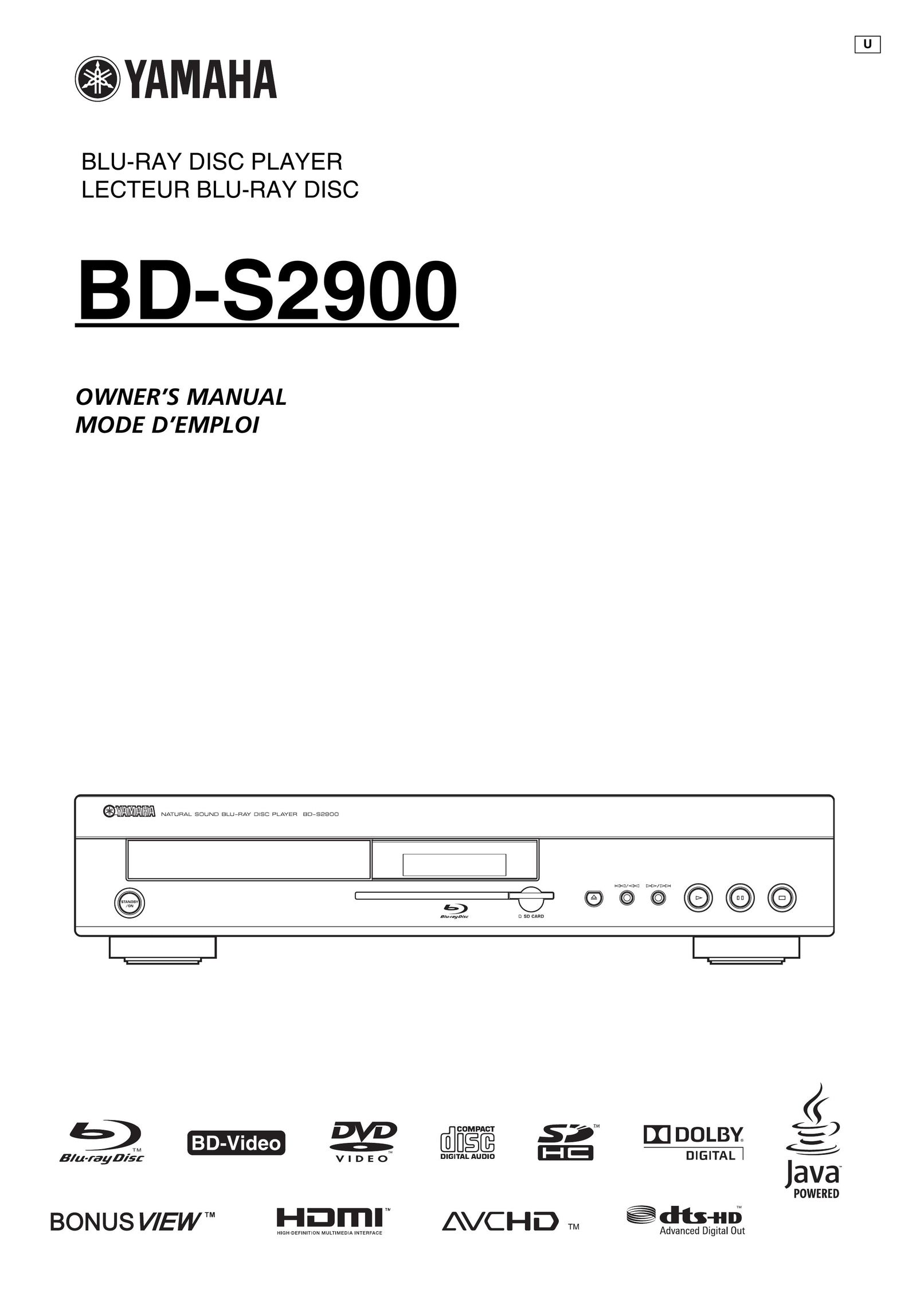 Yamaha BD-S2900 DVD Player User Manual