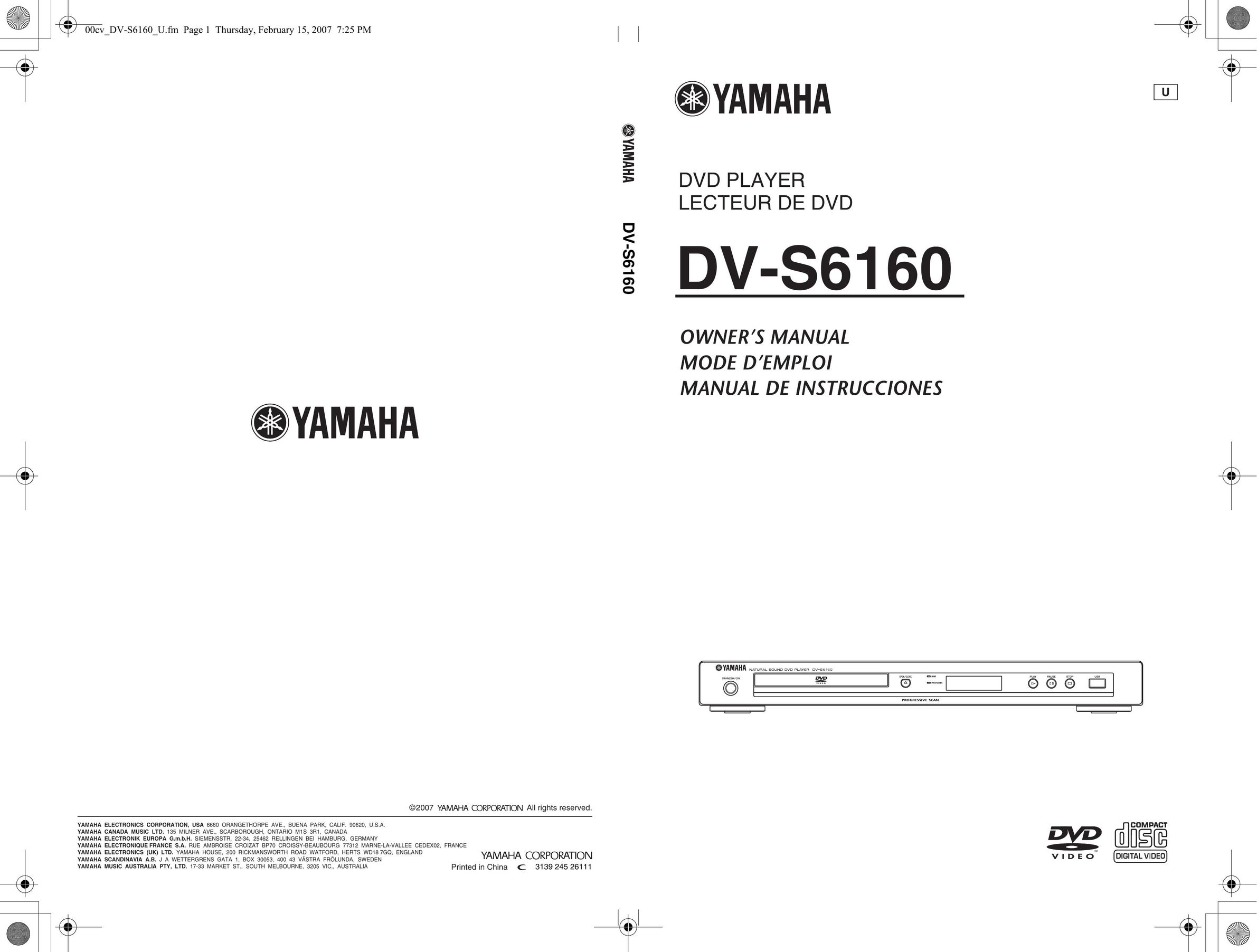 Yamaha DV-S6160 DVD Player User Manual