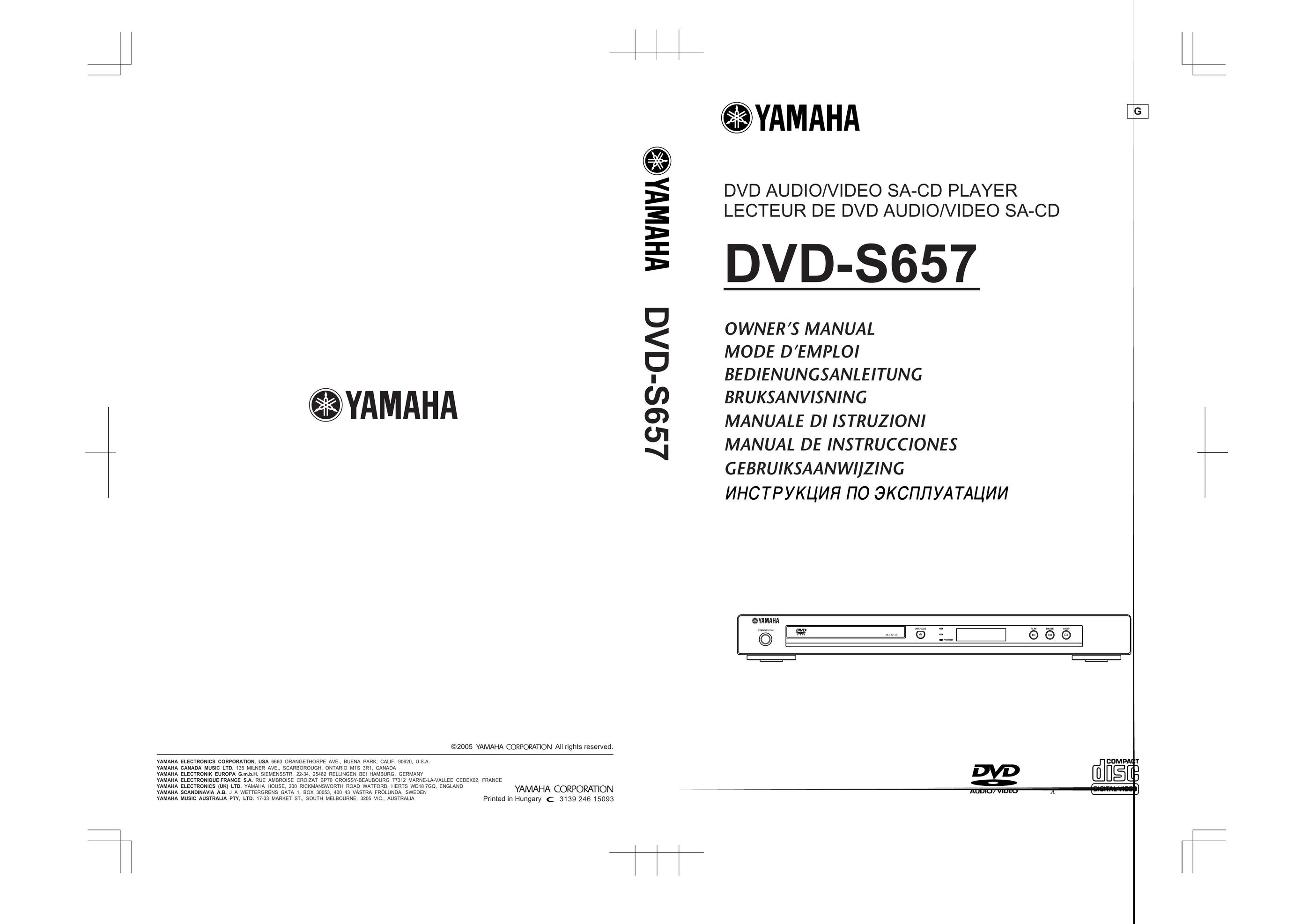 Yamaha DVD-S657 DVD Player User Manual