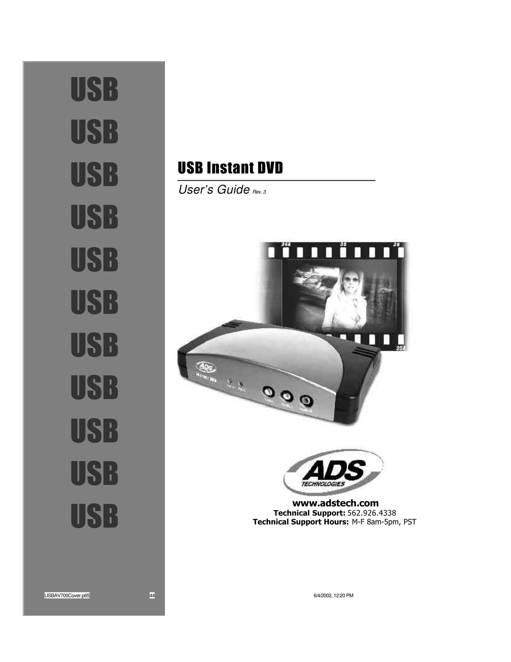 ADS Technologies USB Instant DVD DVD Recorder User Manual