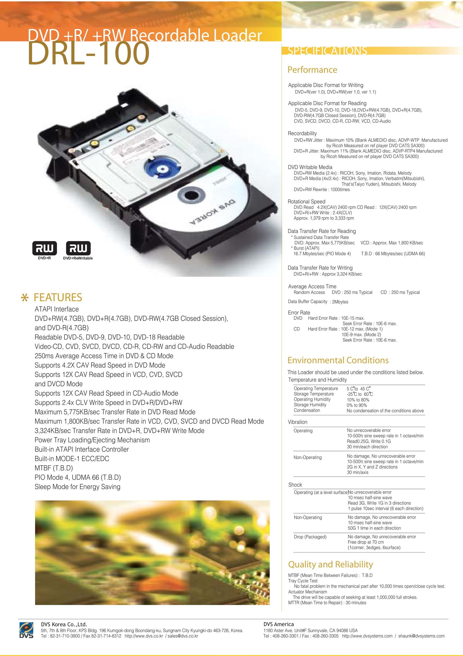DVS DRL-100 DVD Recorder User Manual
