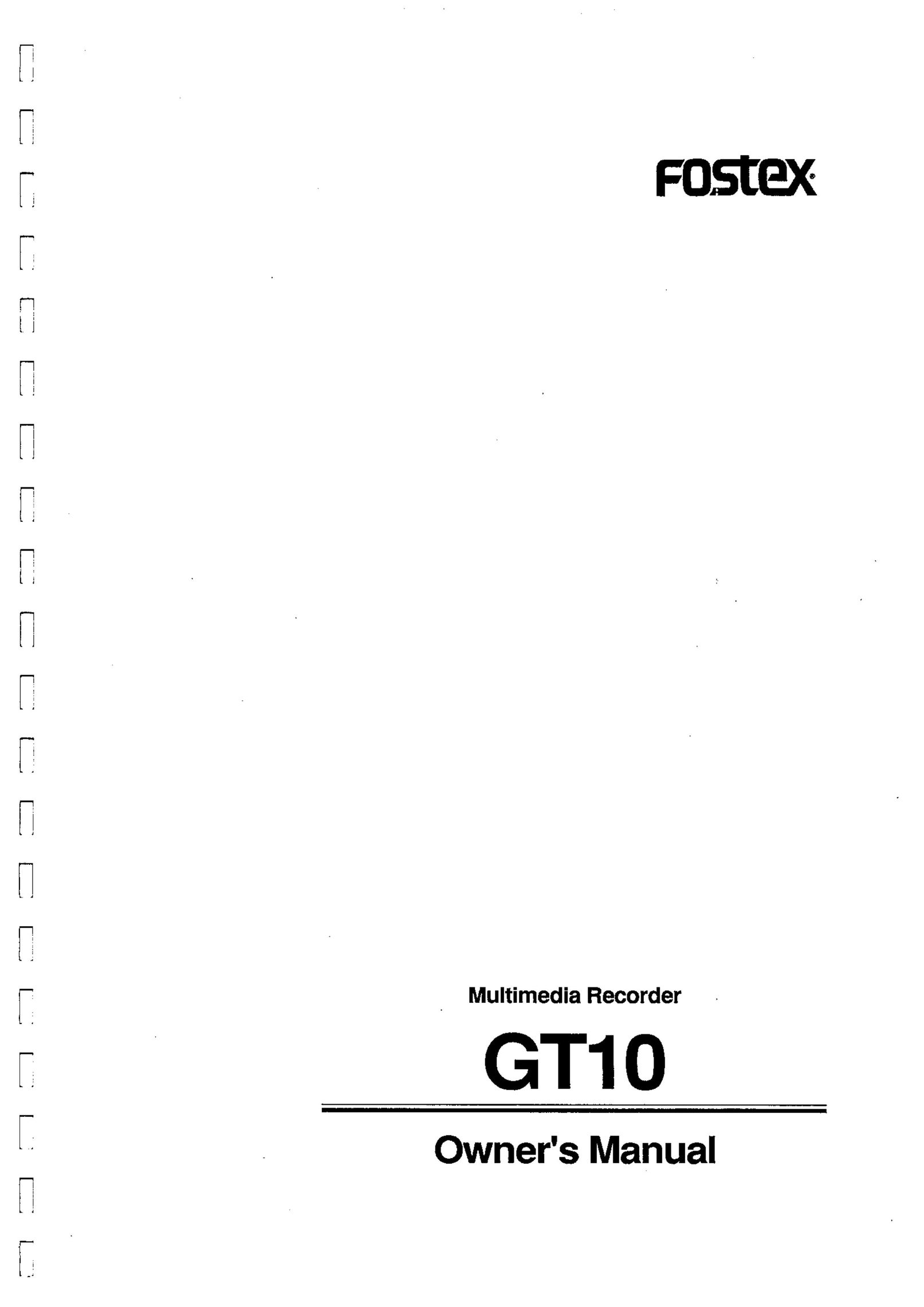 Fostex GT10 DVD Recorder User Manual