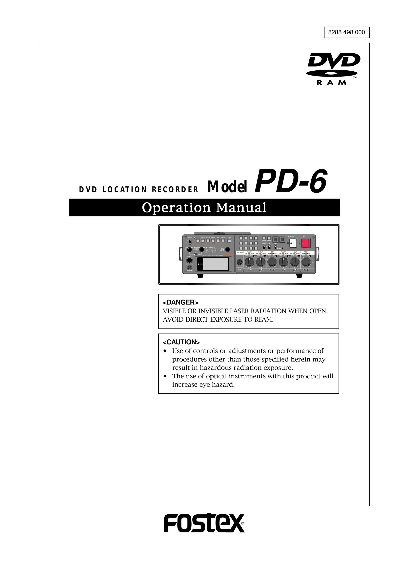 Fostex PD-6 DVD Recorder User Manual
