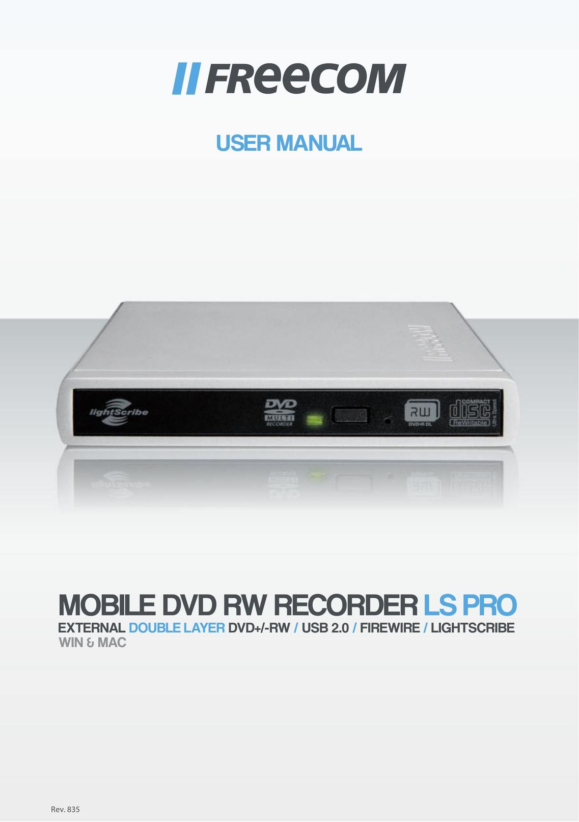 Freecom Technologies Mobile DVD RW Recorder LS PRO DVD Recorder User Manual
