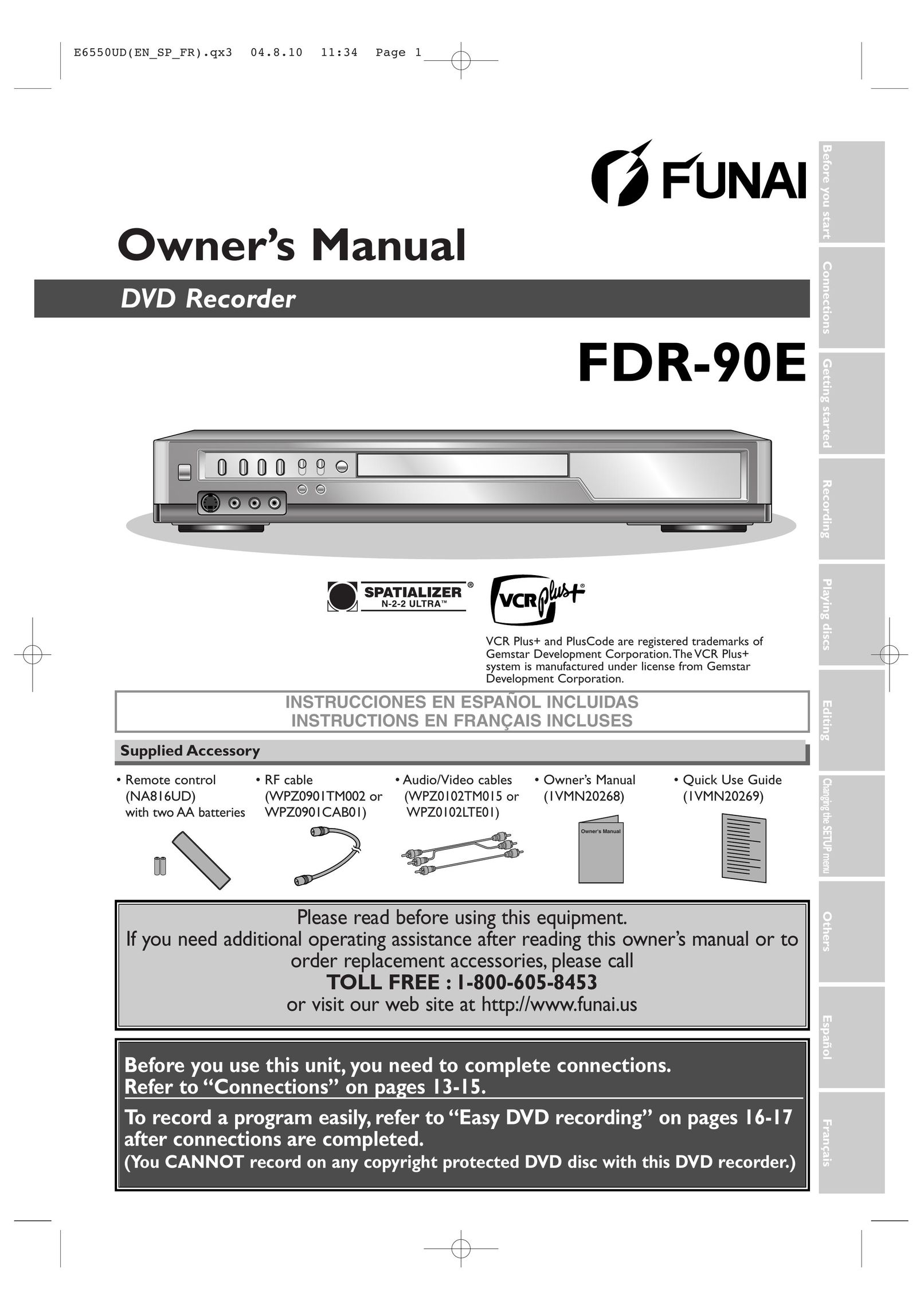 FUNAI FDR-90E DVD Recorder User Manual