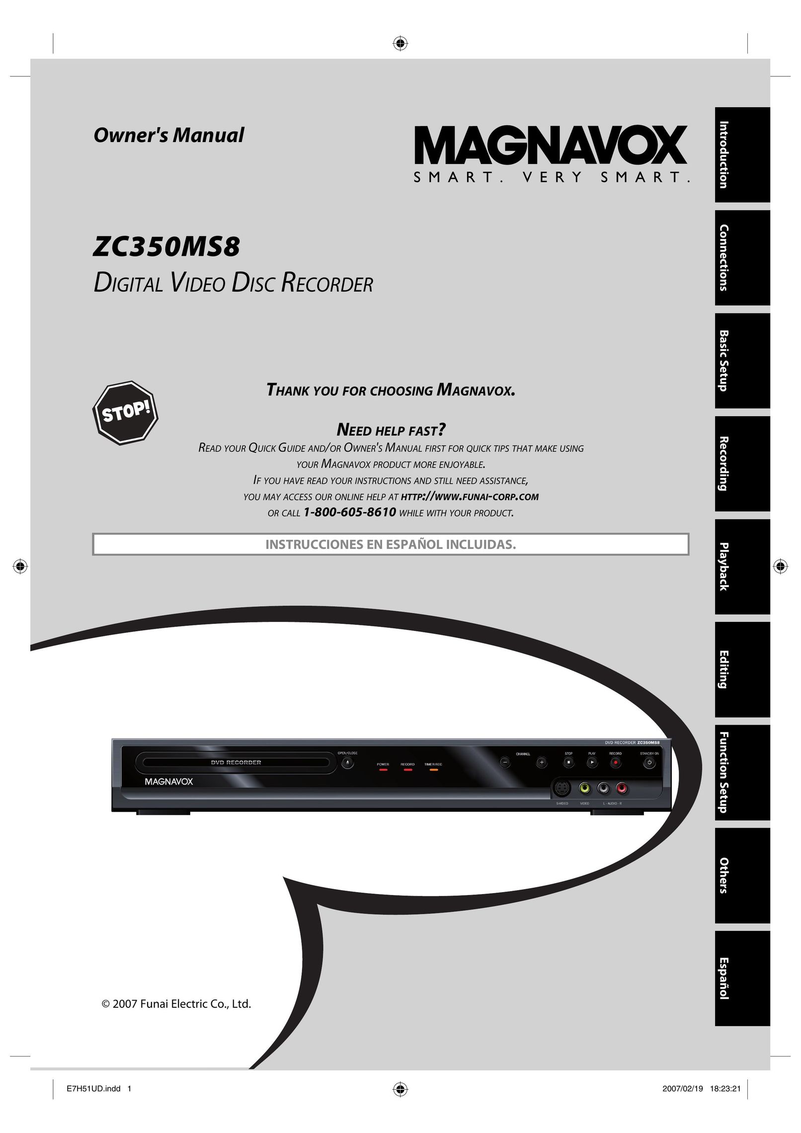 FUNAI ZC350MS8 DVD Recorder User Manual