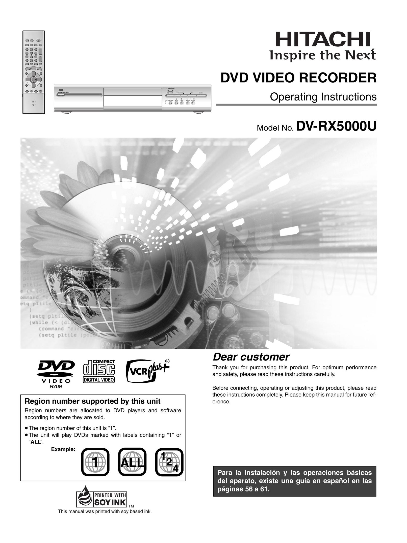Hitachi DV-RX5000U DVD Recorder User Manual
