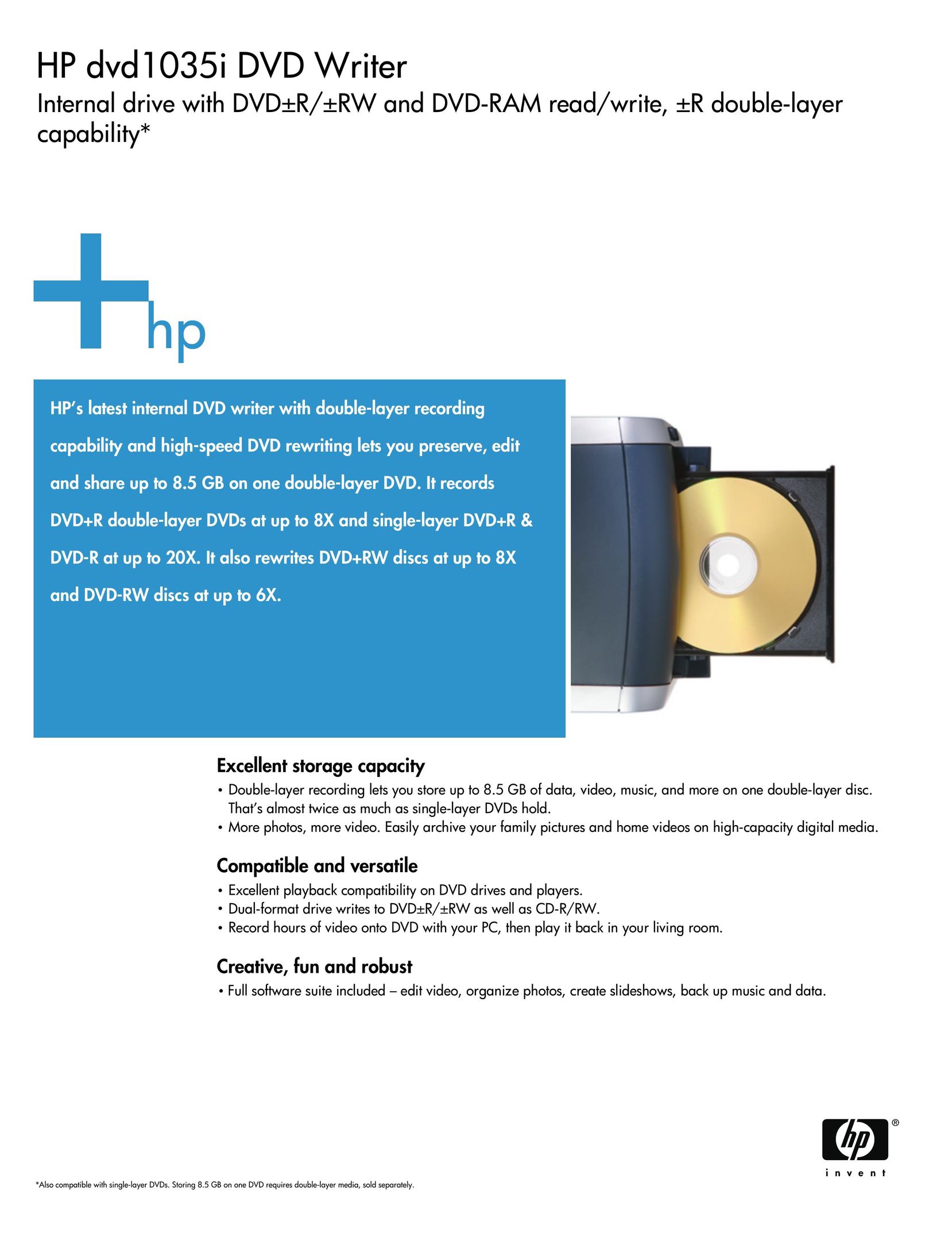 HP (Hewlett-Packard) 1035I DVD Recorder User Manual