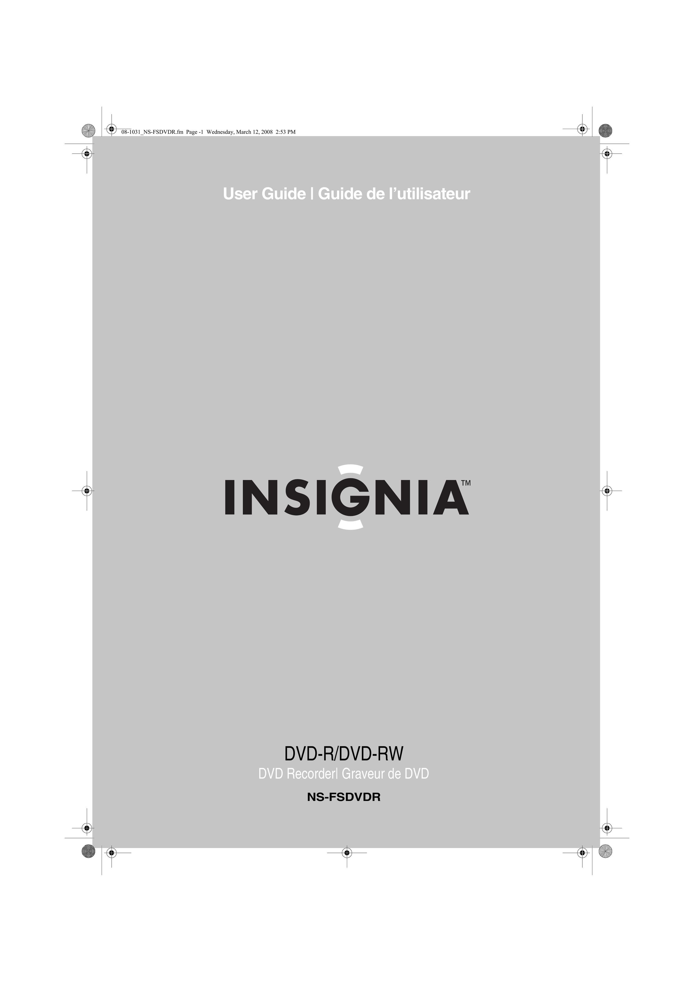 Insignia NS-FSDVDR DVD Recorder User Manual