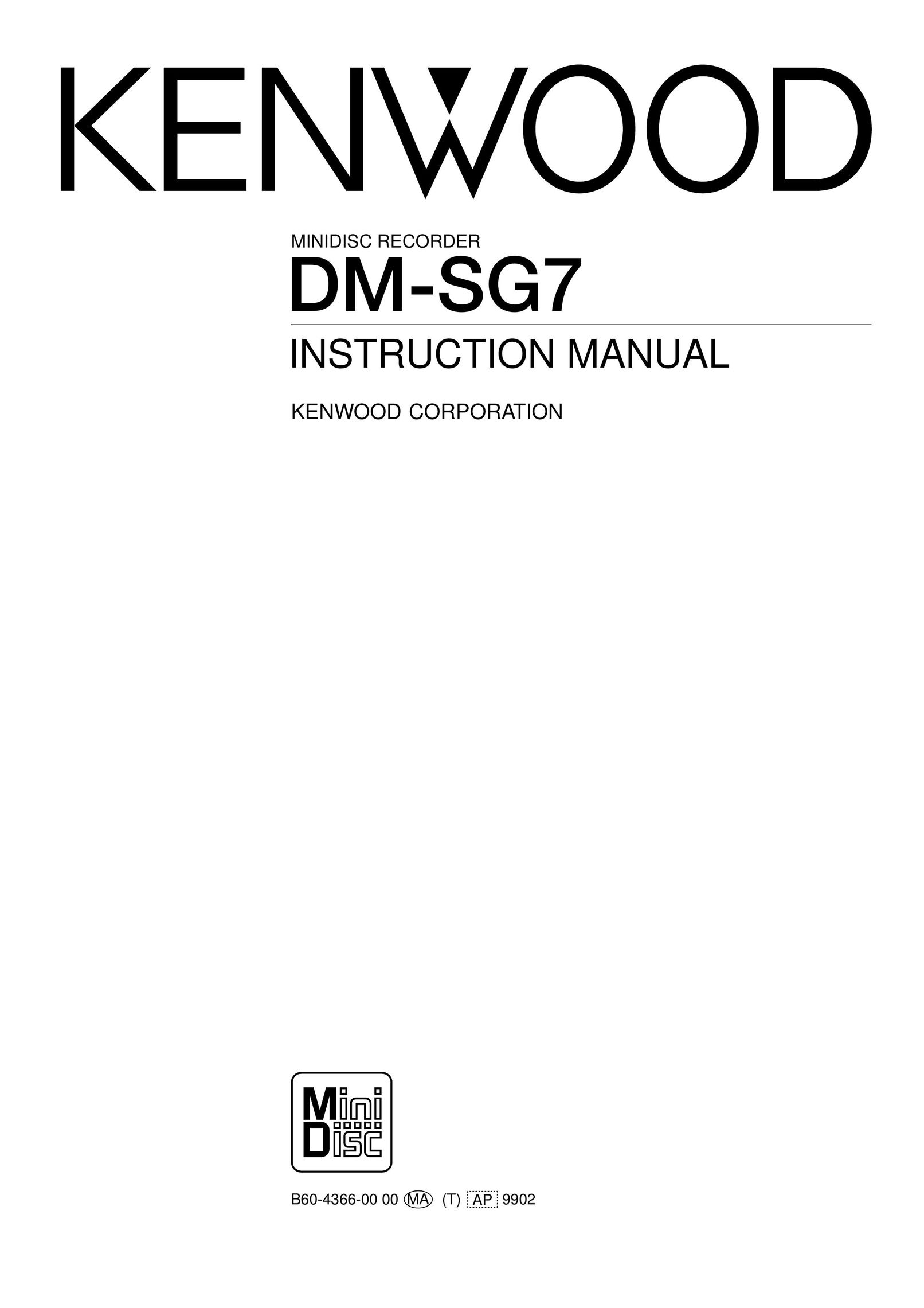 Kenwood DM-SG7 DVD Recorder User Manual