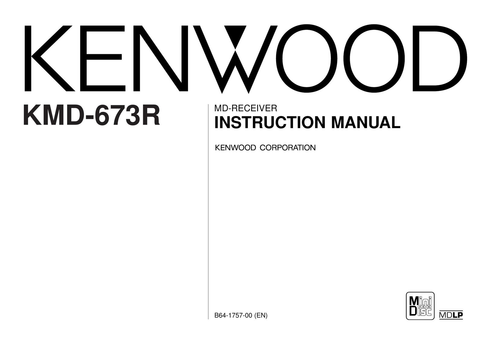 Kenwood KMD-673R DVD Recorder User Manual