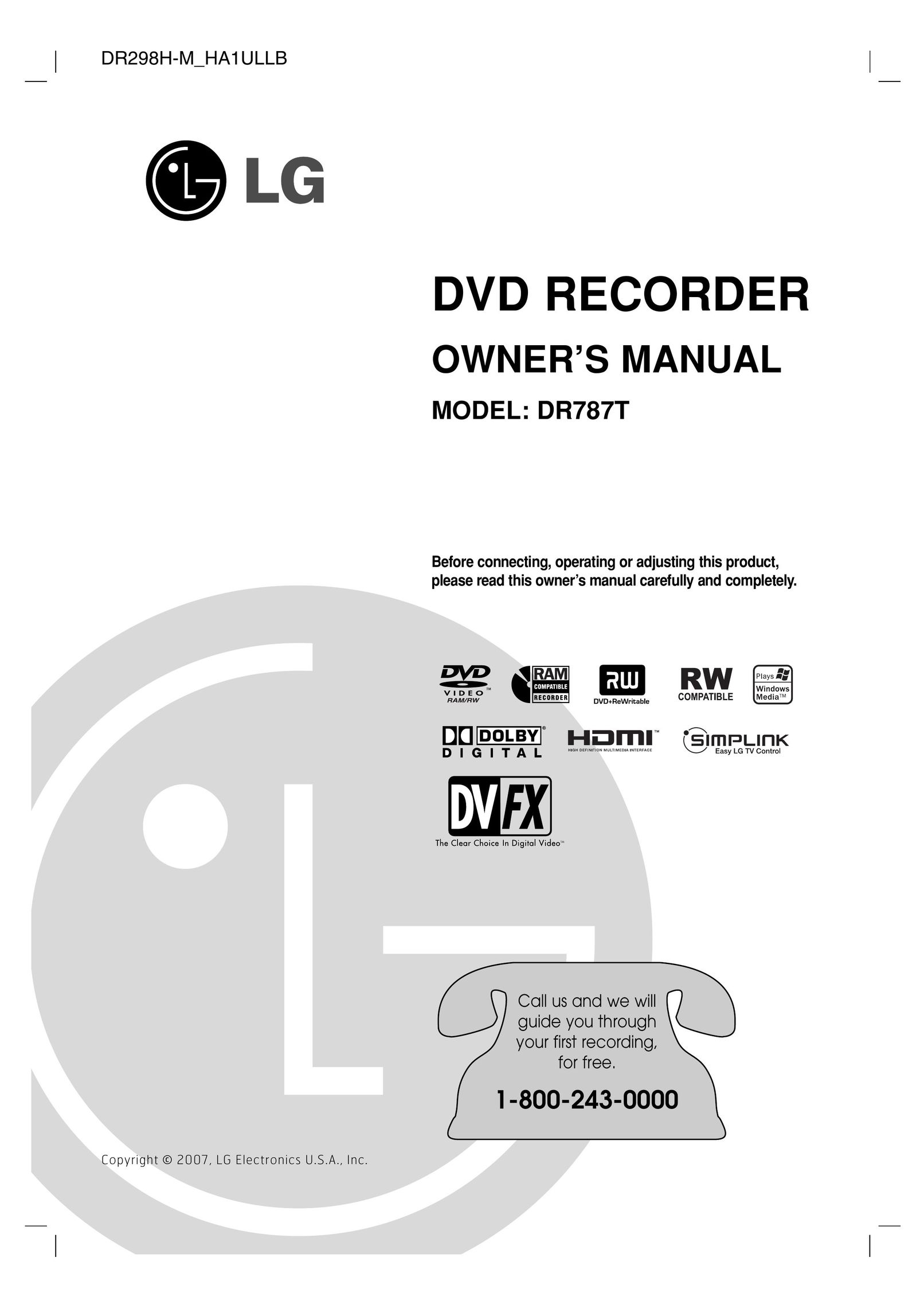 LG Electronics DR787T DVD Recorder User Manual