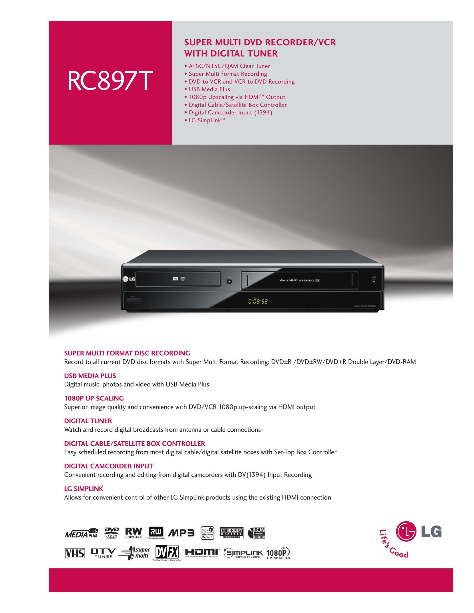 LG Electronics RC897T DVD Recorder User Manual