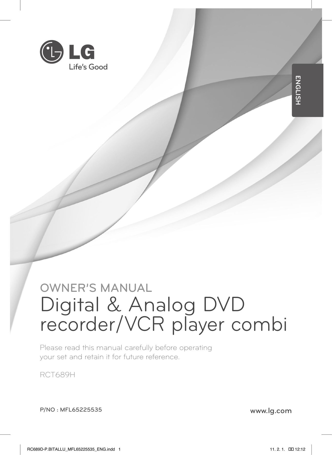 LG Electronics RCT689H DVD Recorder User Manual