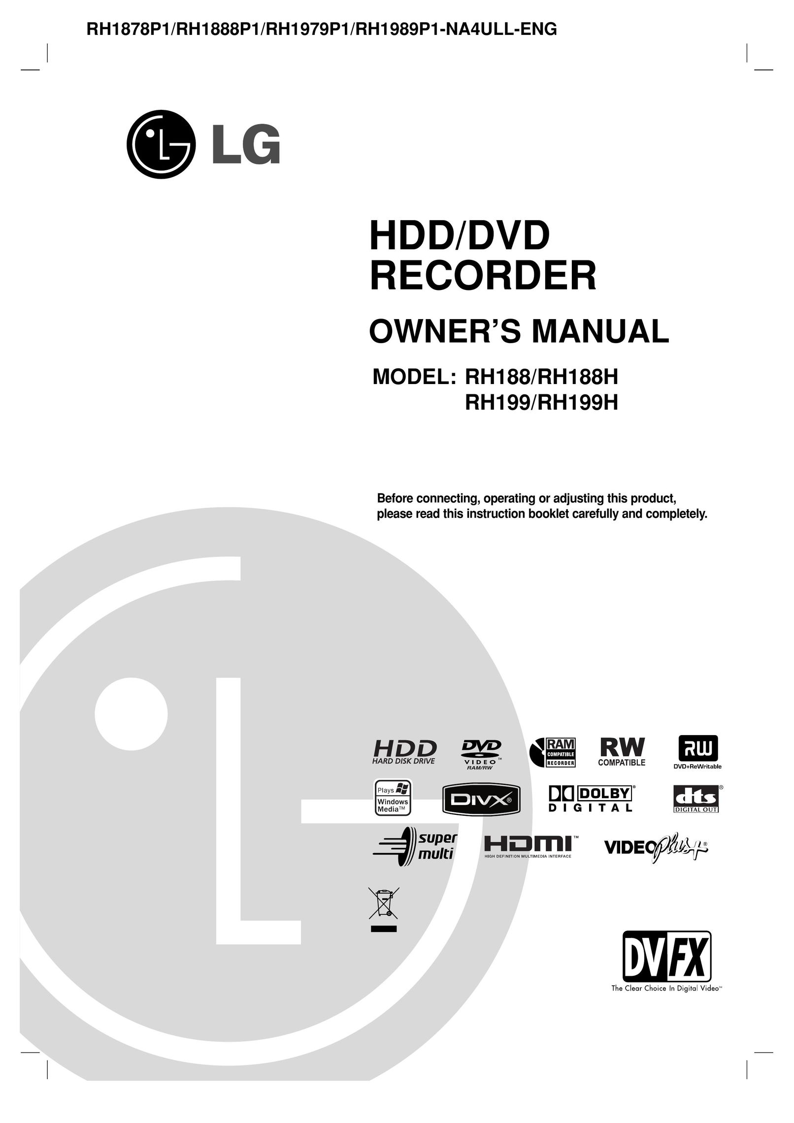 LG Electronics RH188 DVD Recorder User Manual