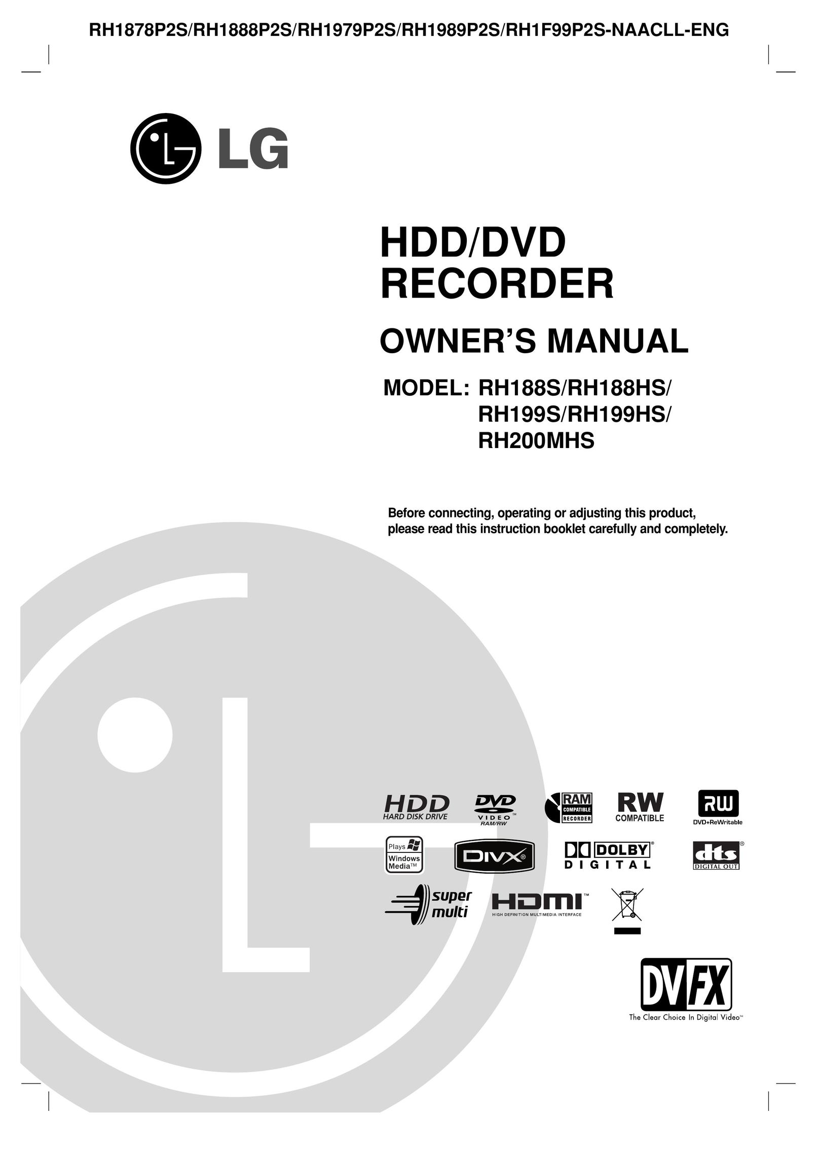 LG Electronics RH188HS DVD Recorder User Manual