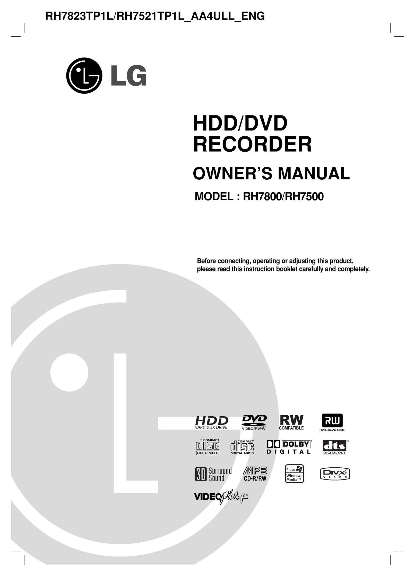 LG Electronics RH7800 DVD Recorder User Manual
