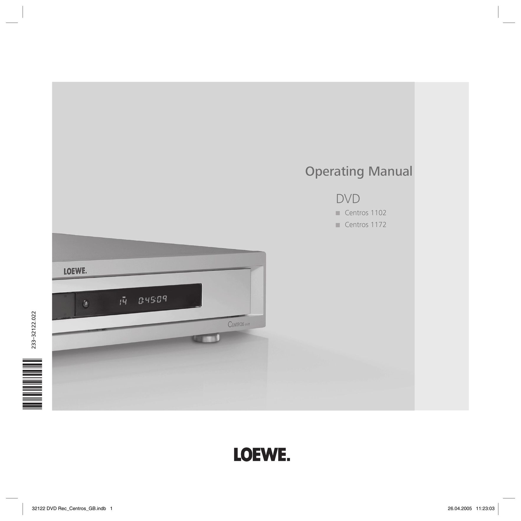 Loewe Centros 1172 DVD Recorder User Manual