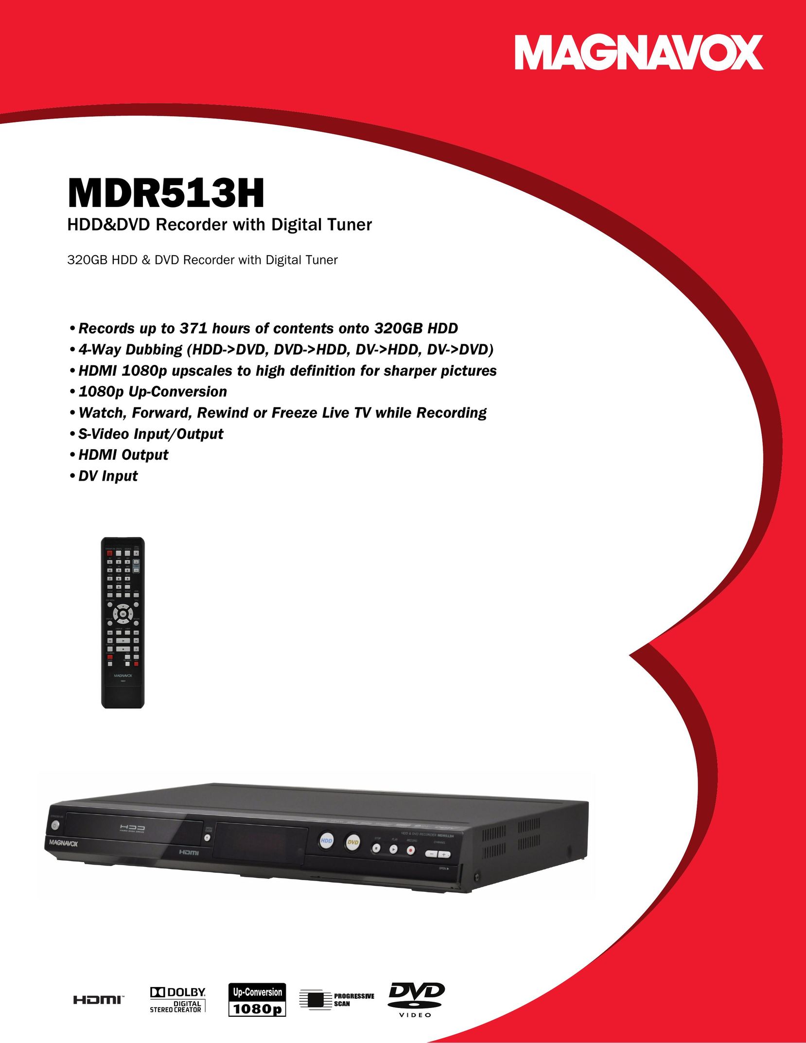Magnavox MDR513H DVD Recorder User Manual