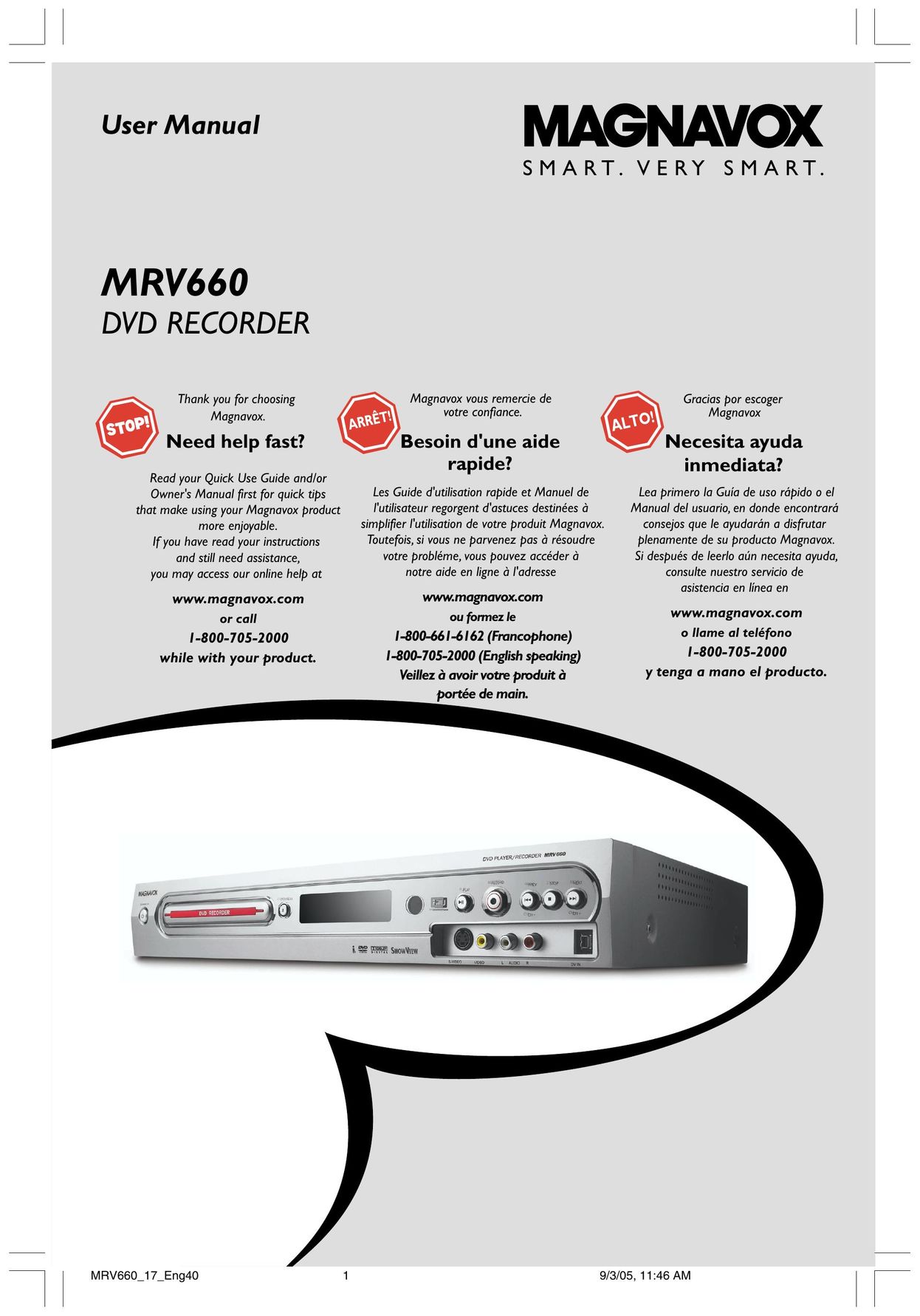 Magnavox MRV660 DVD Recorder User Manual