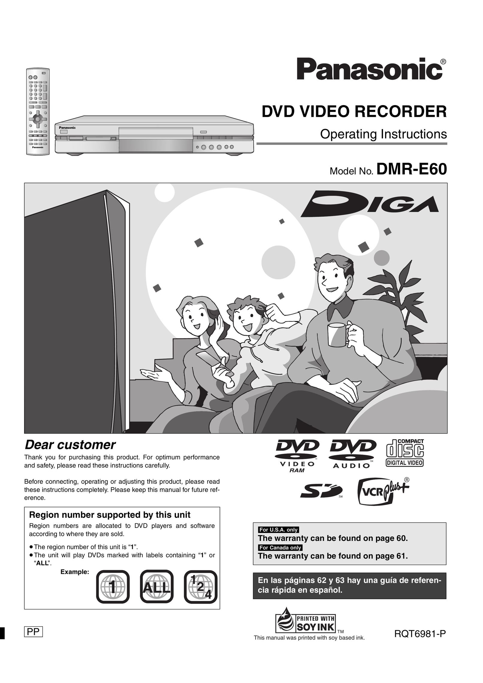 Panasonic DMR-E60 DVD Recorder User Manual