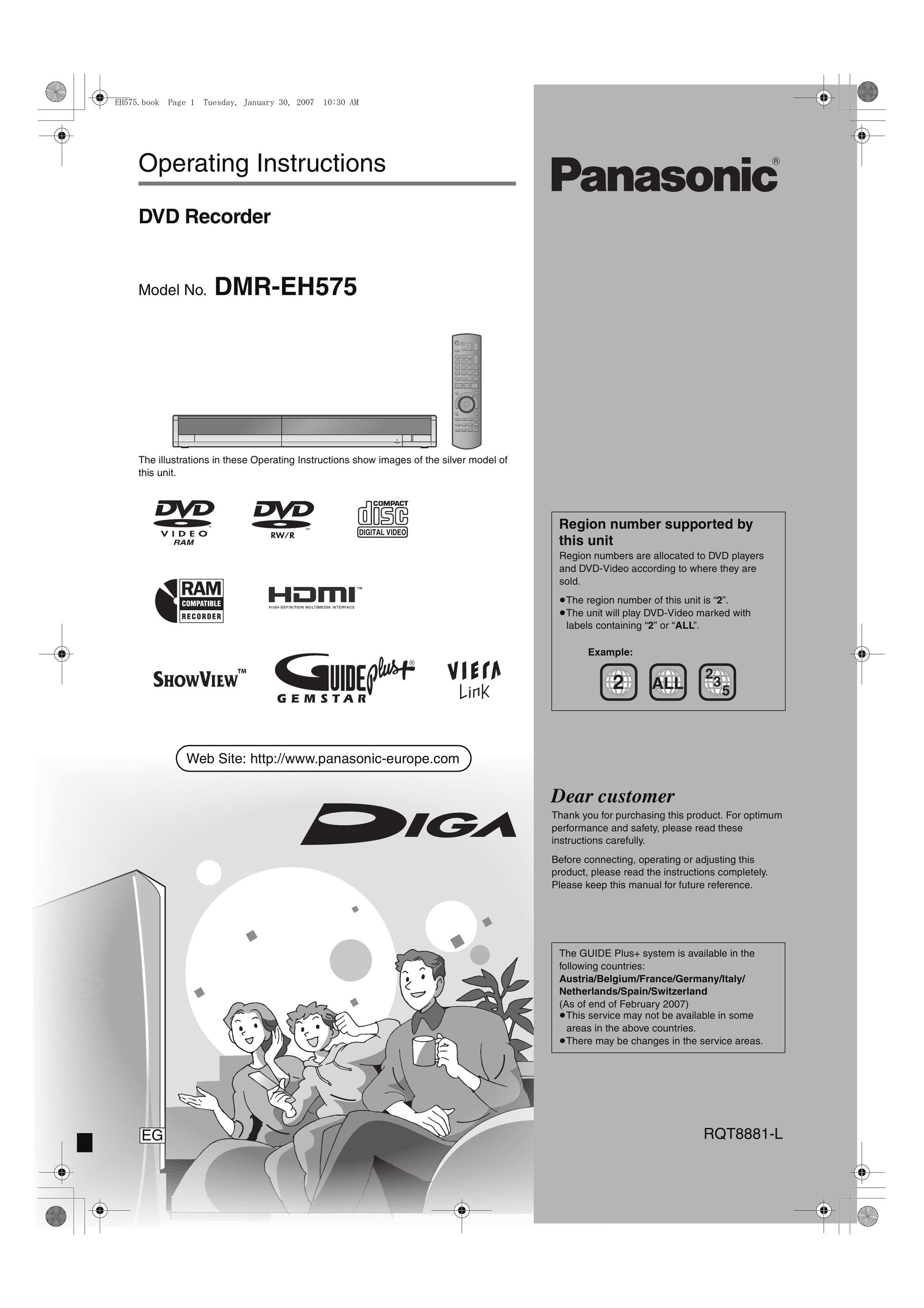 Panasonic DMR-EH575 DVD Recorder User Manual