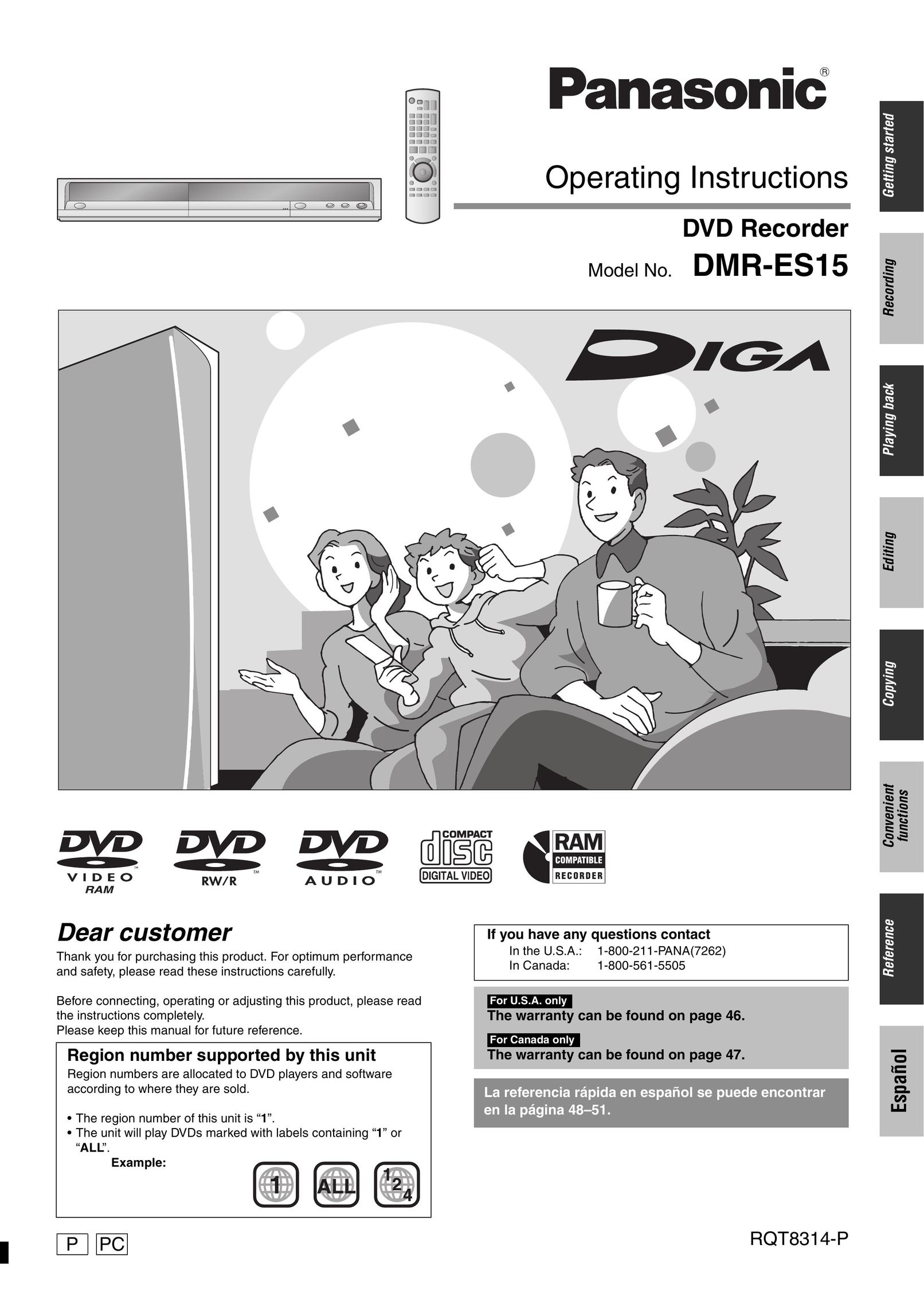 Panasonic DMR-ES15 DVD Recorder User Manual