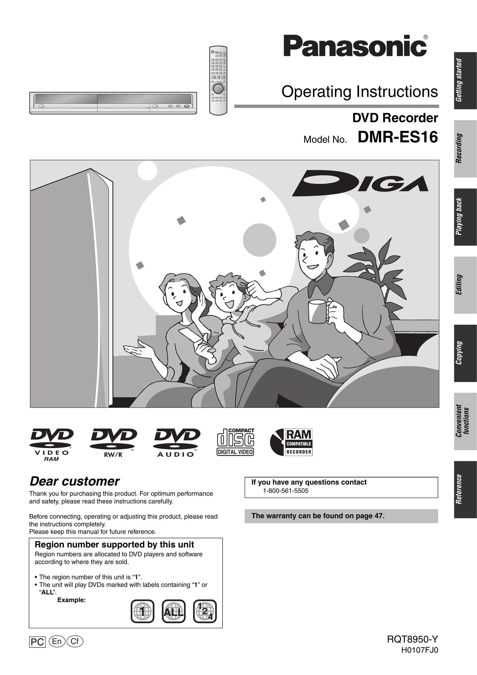 Panasonic DMR-ES16 DVD Recorder User Manual